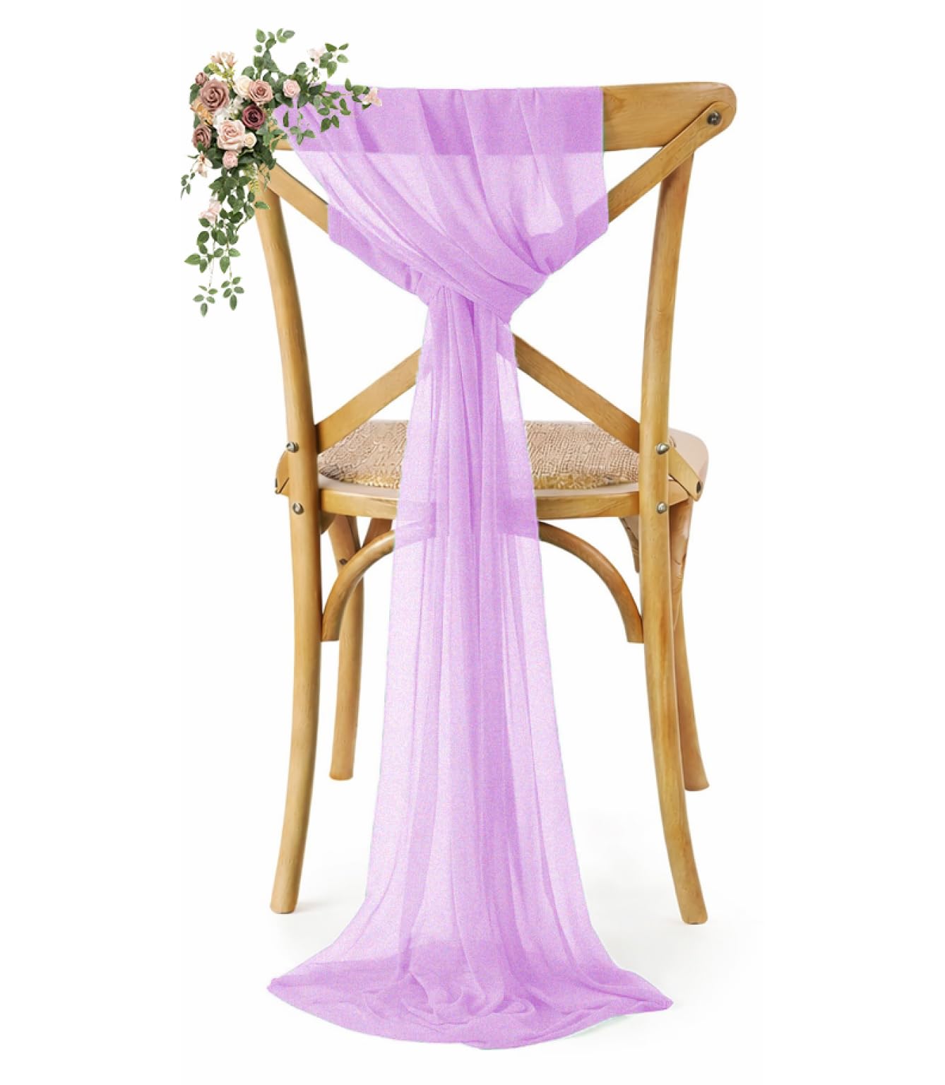VDS Pack of 125, Orchid, Sheer Chiffon Chair Sashes Bows Chair Cover Back Tie Ribbon for Wedding Birthday Baby Shower Engagement Ceremony Event Party Banquet Restaurant Dining Chair Decoration