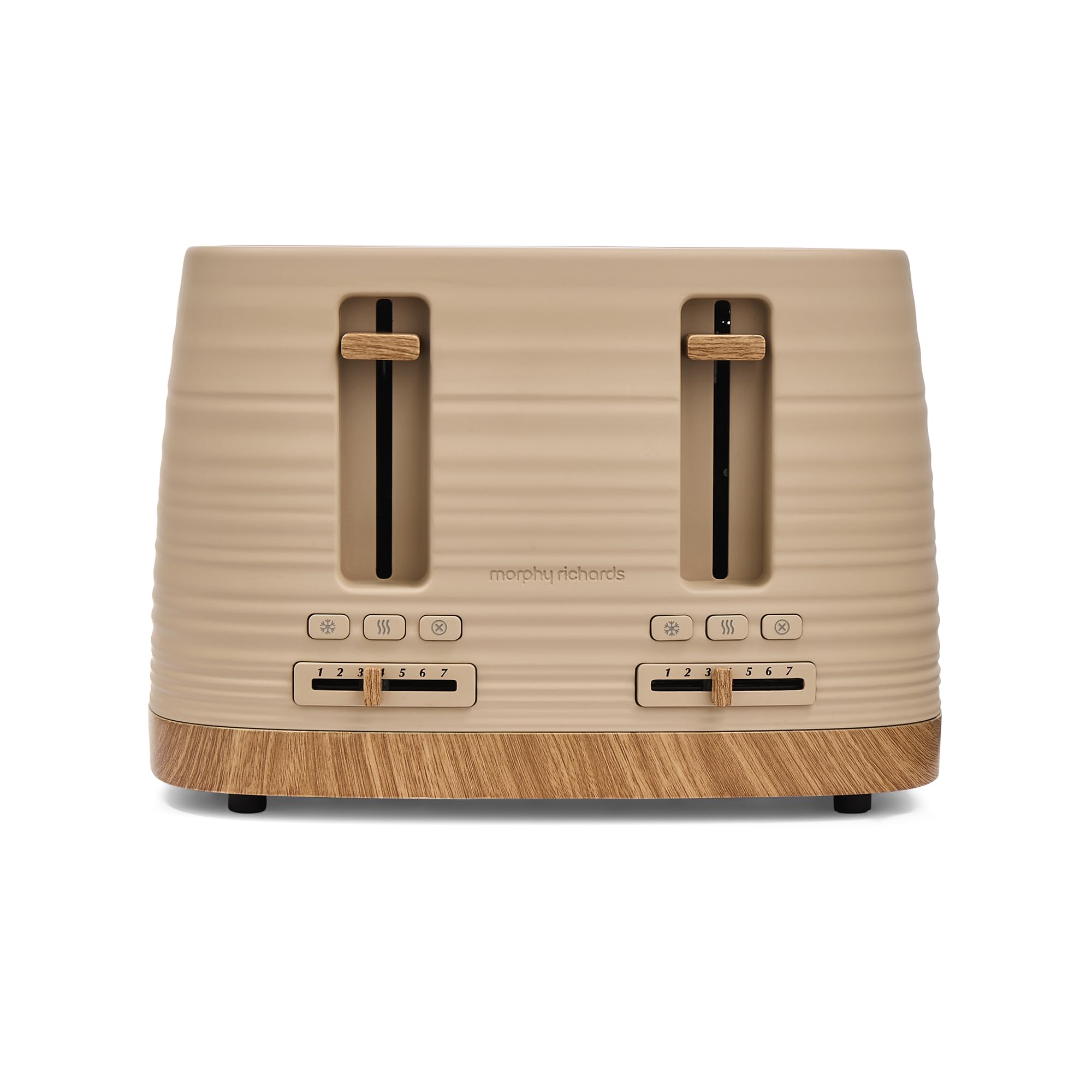Morphy Richards Clay 4 Slice Brown Toaster, Wide Slots, High Lift, Anti-Slip Rubber Feet, Removable Crumb Tray, Cancel, Reheat, Defrost, Integrated Cord Storage, Felspar, 243100
