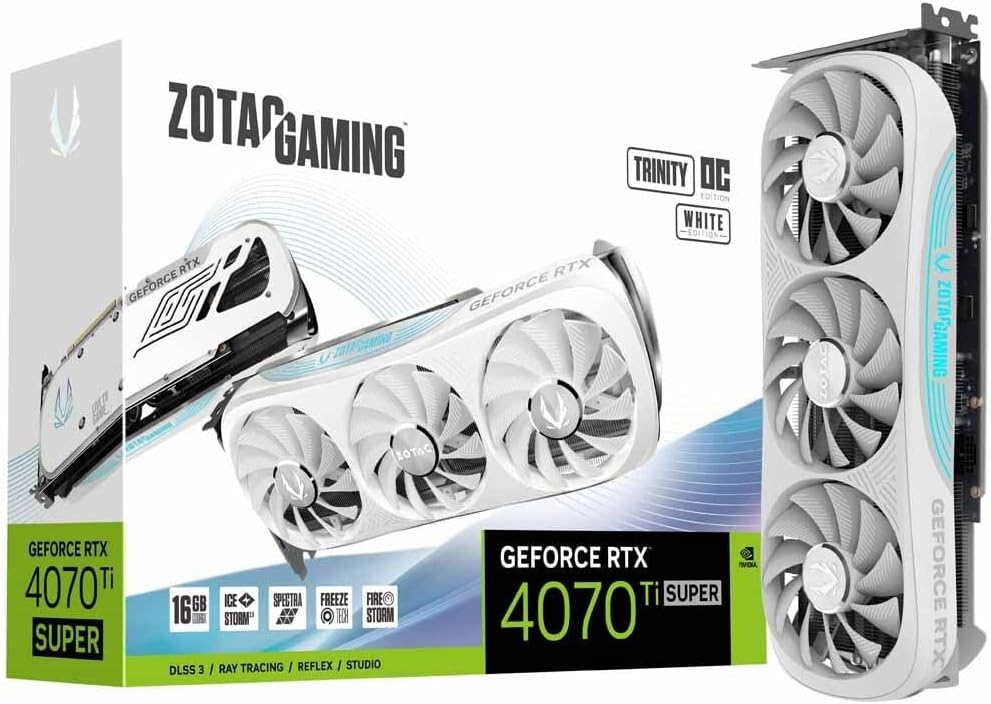 ZOTAC Gaming GeForce RTX 4070 Ti Super Trinity 16GB GDDR6X Graphics Card | 256-bit 21 Gbps Upto 2625 MHz GPU | 3 DP 1 HDMI PCI Express 4.0 16x Interface | 5 Years (3 + 2 Years Extended Warranty)