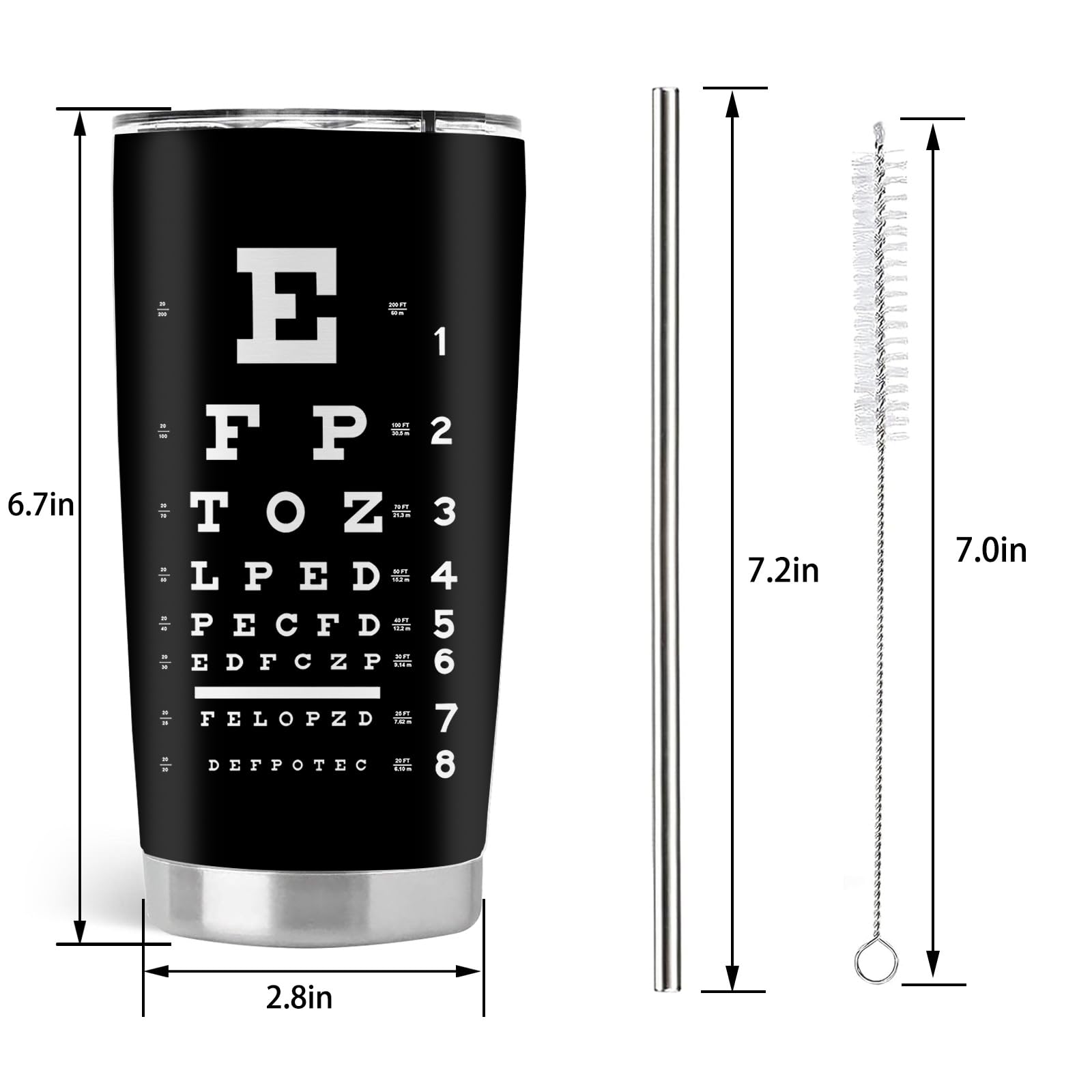 Optometrist Gifts, Optometry Gifts for Women, Ophthalmology optician gifts, 20oz Stainless Steel Tumbler with Lid Straw
