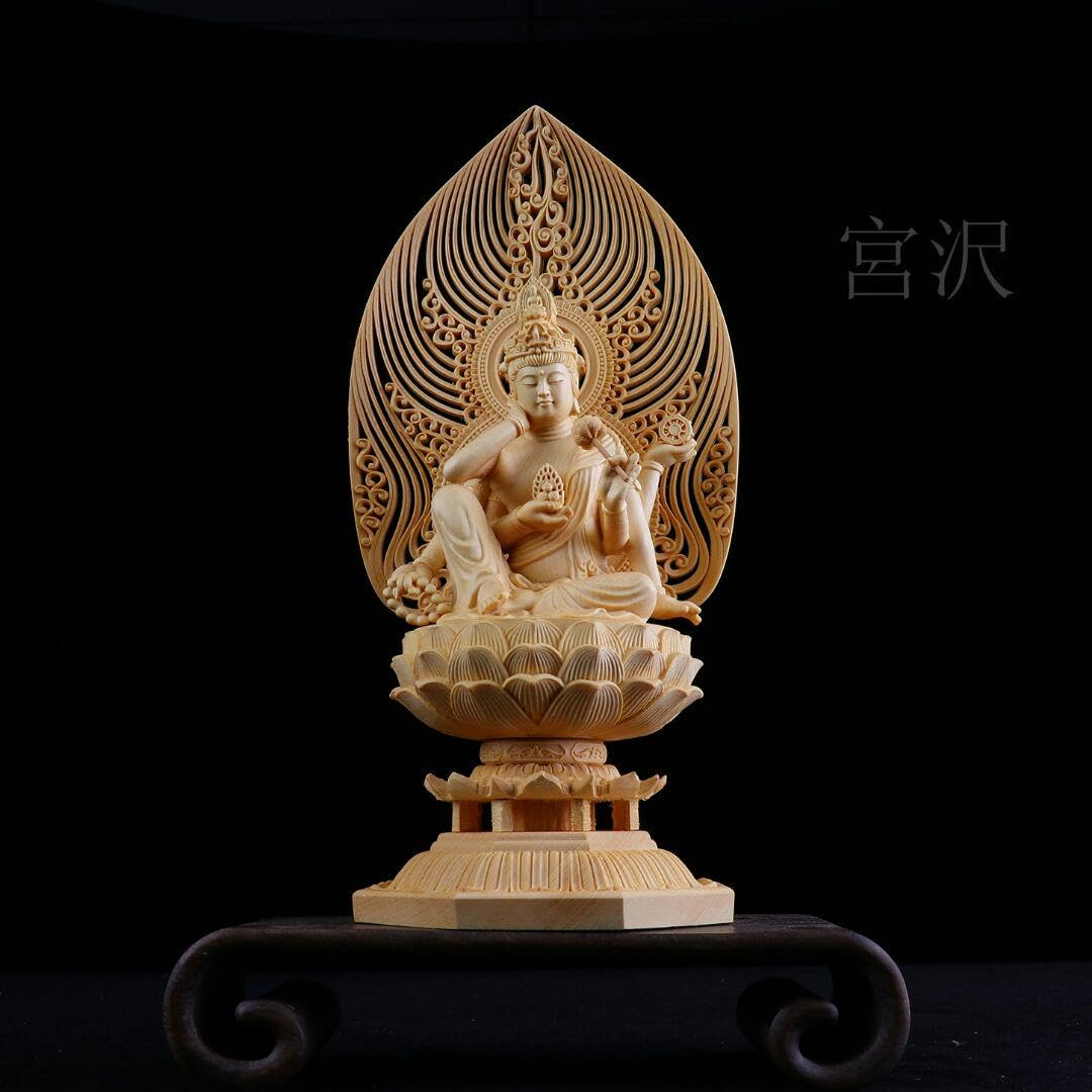 Amazon｜如意法輪王 観音菩薩 開運風水 檜木 木彫仏像 精密彫刻 美術品 