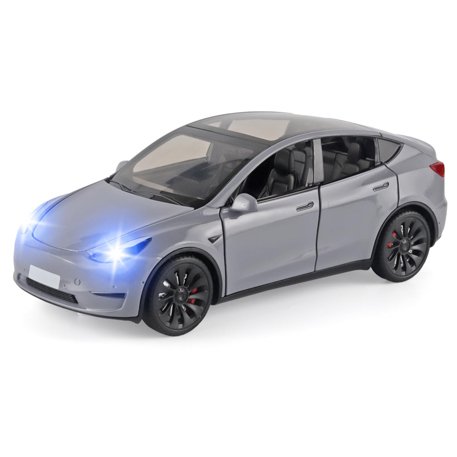 Toy Cars Y 1/24 Zinc Alloy Diecast Metal Model Car, Pull Back Toy Model with Light and Music, Suitable for Children Aged 3 and Above as Gifts(Grey)