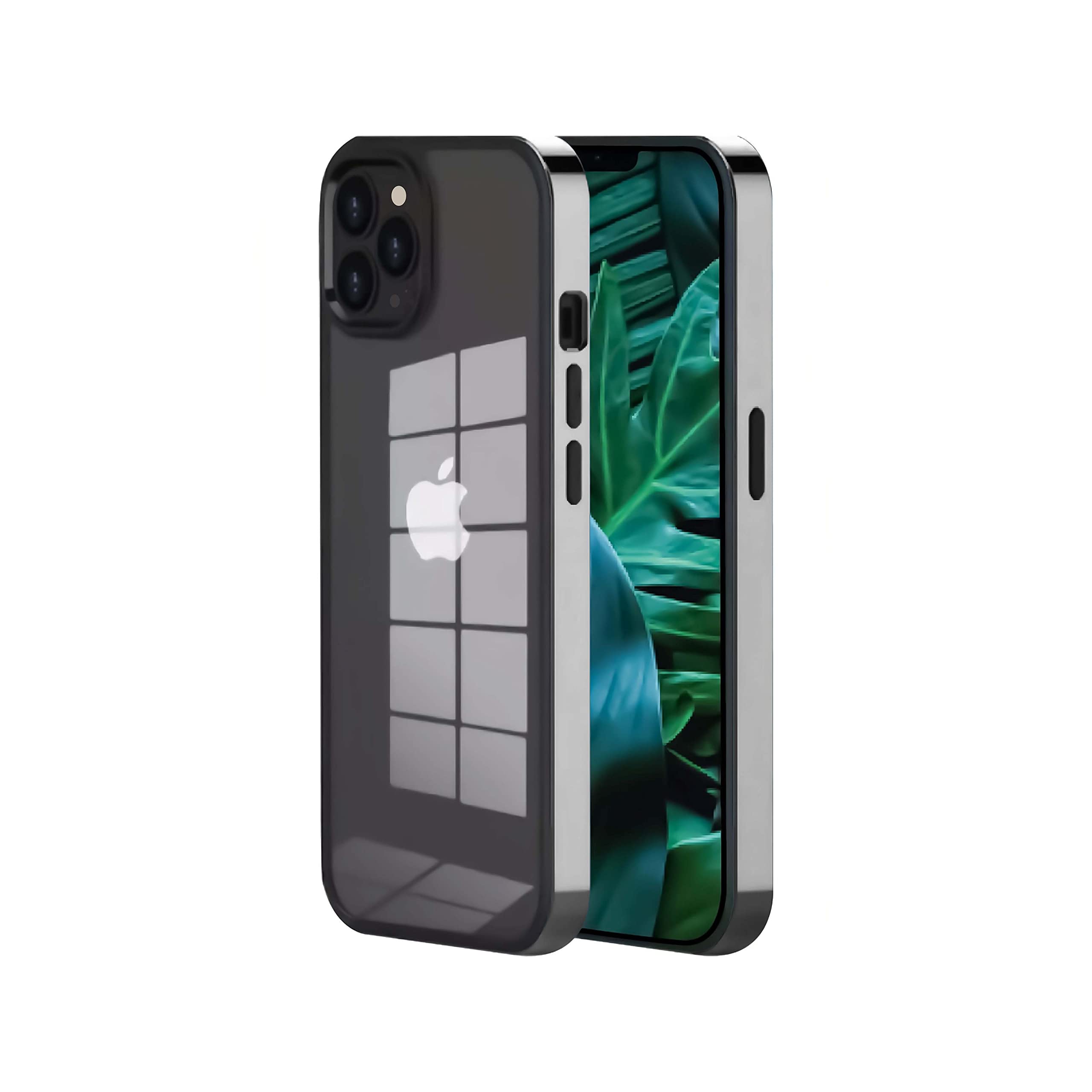 GetTechGo® Bumper Case Cover for iPhone 14 Pro | Metal Frame Design with Soft Inner TPU Frame & Raised Edges (Black)