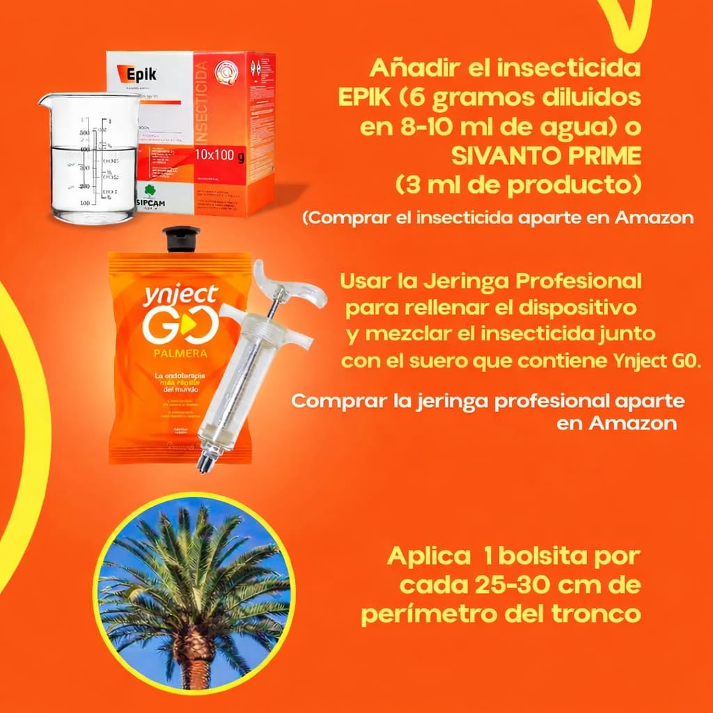 PACK x10 Tratamiento Picudo Rojo Palmeras | Inyecciones con Endoterapia para Insecticida Picudo Rojo | Ynject GO Palmera | INCLUYE CONECTOR | Sin Insecticida | 100% eficaz | Nexum Market