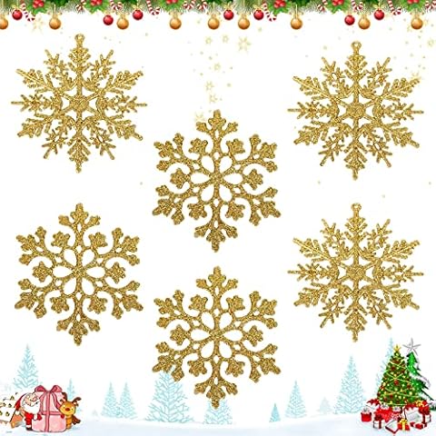 Ulikey Schneeflocken Weihnachten Deko, 24 Stück Glitter Schneeflocken Ornamente Cover