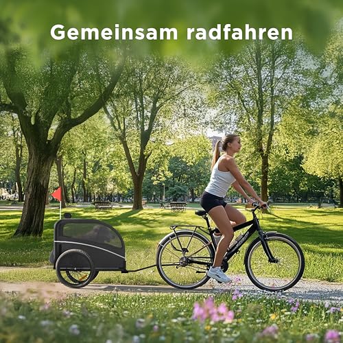 Trevopet® Hundeanhänger für Fahrrad – Faltbarer Hundefahrradanhänger mit Kupplung & Reflektoren – Fahrradanhänger Hunde bis 40 kg – Wasserdicht – Kompatibel mit E-Bikes – Schwarz