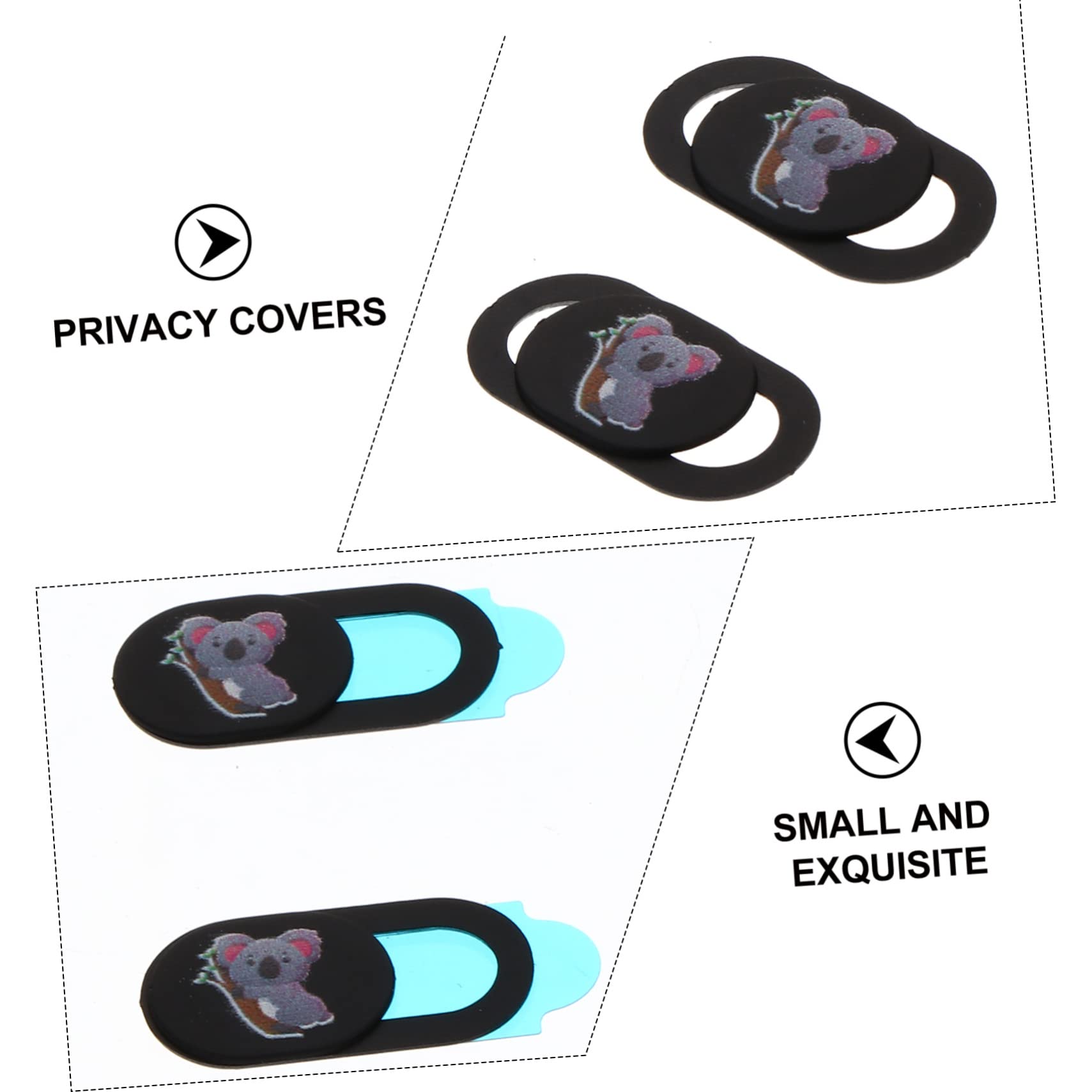 EXCEART Cubierta de Privacidad para Cámara Web y Móvil, Abs Negro, 3 Piezas, Diseño Decorativo, Fácil de Llevar, para Portátil y Tableta