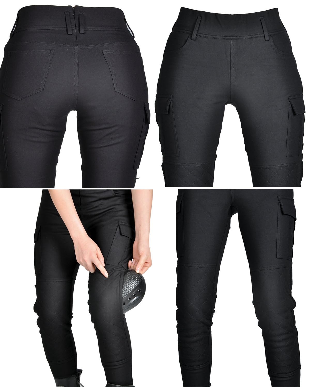 Pantaloni da Moto da Donna Foderati in Aramide Jeans da Equitazione in Denim vestibilità Slim Elasticizzata con Protezioni for Le Ginocchia for Bici/Avventura