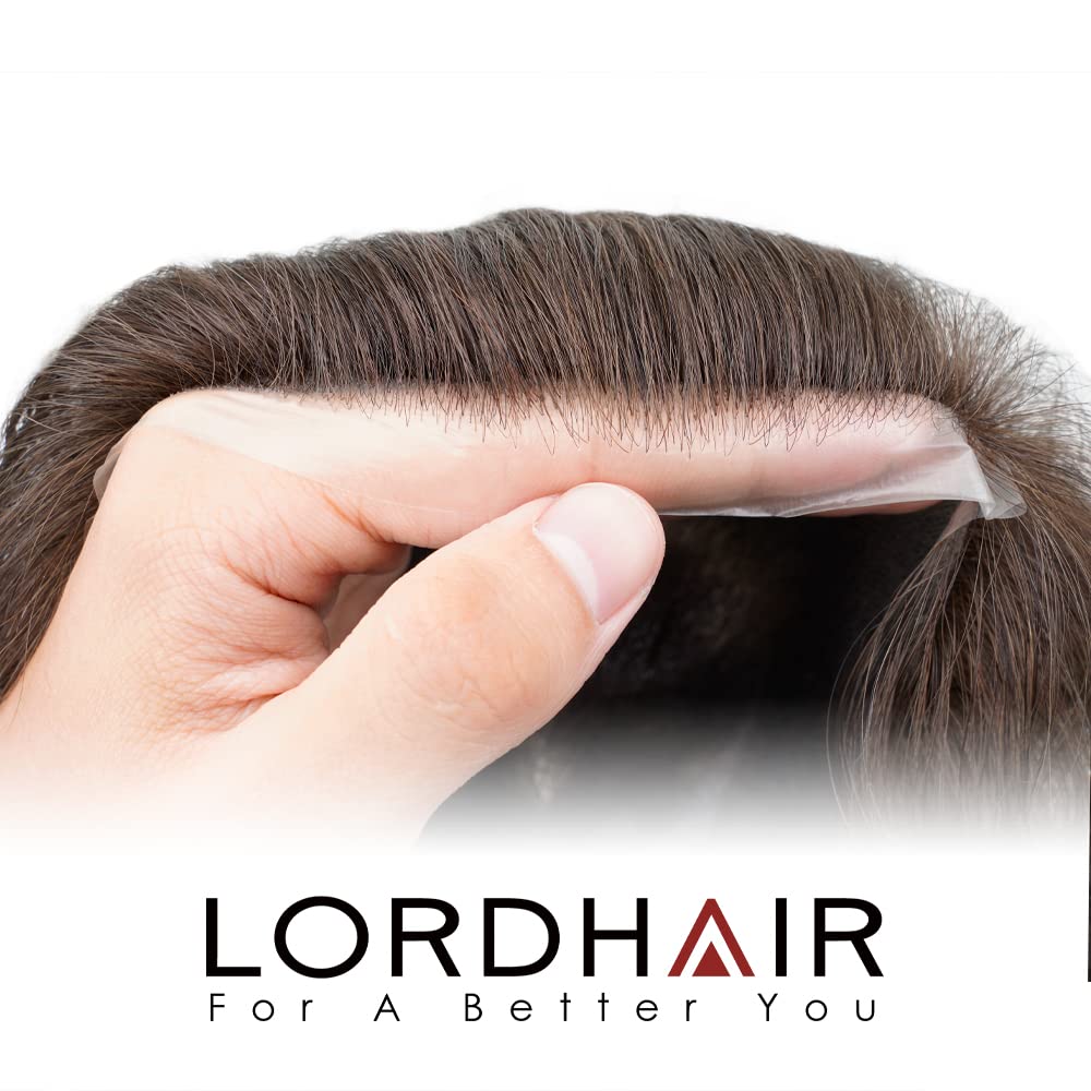 Lordhair Toupee 100% Human Hair Hairpiece For Men With 0.08mm Ski Color 3, #3, 10 inch - Image 4