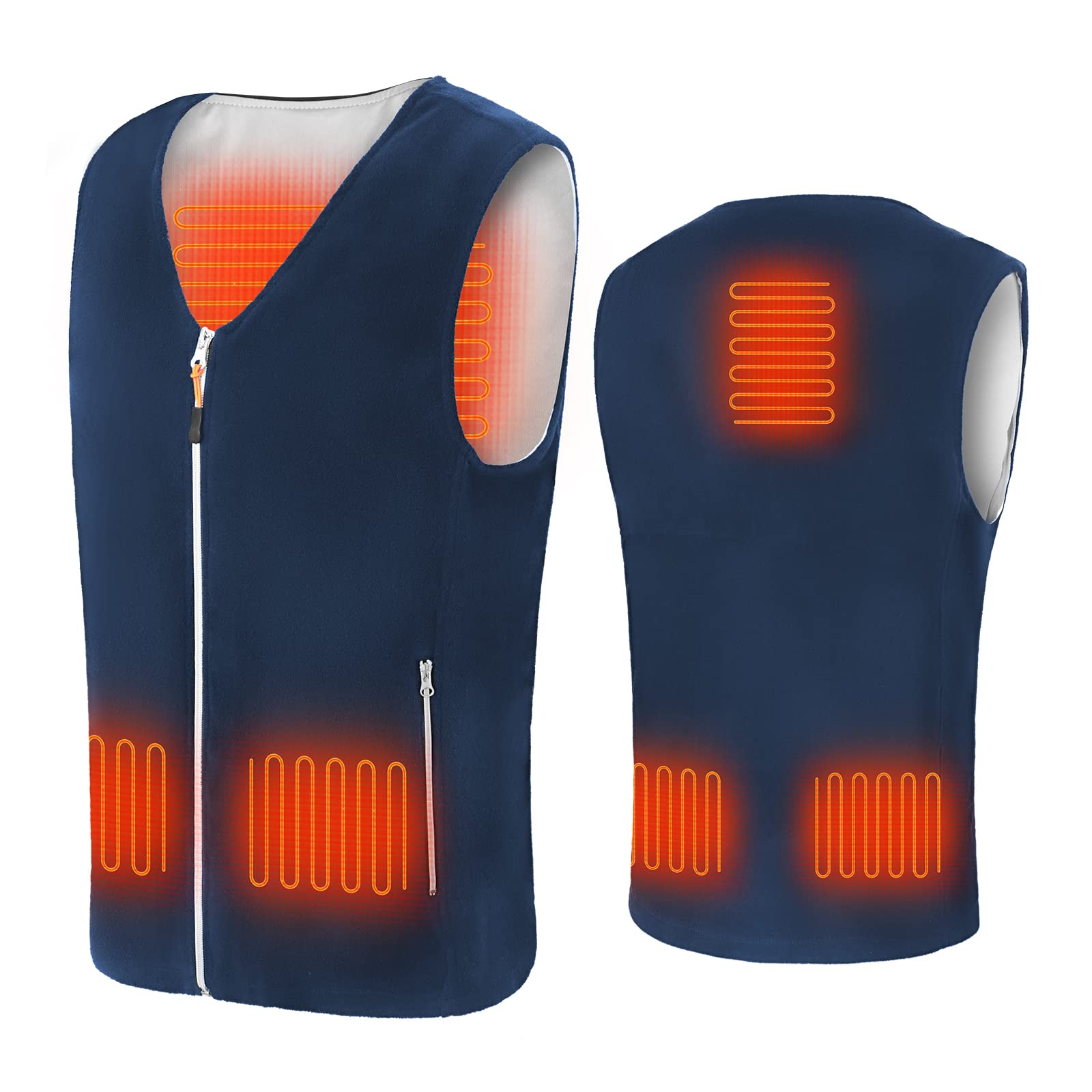 AnoopsycheElectric Heated Vest, USB Charging Heated Jacket for Men and Women 3 Levels Heating for 8 Hours, 5 Heating Pads, Heated Clothes Jacket for Warmth, Outdoor Work, Ski, Hiking(NO BATTERY)