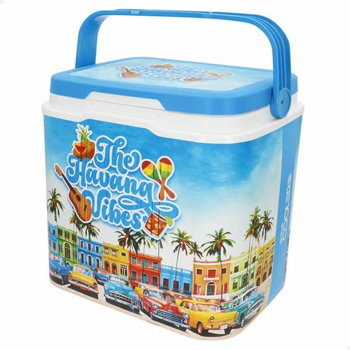 AKTIVE Lodówka plażowa 24 l, Summer Trends Design, wytrzymały plastik, izolacja z poliuretanu górnego, utrzymuje zimno do 15 godzin, bezpieczna pokrywa zamykana na zamek błyskawiczny, lekka i