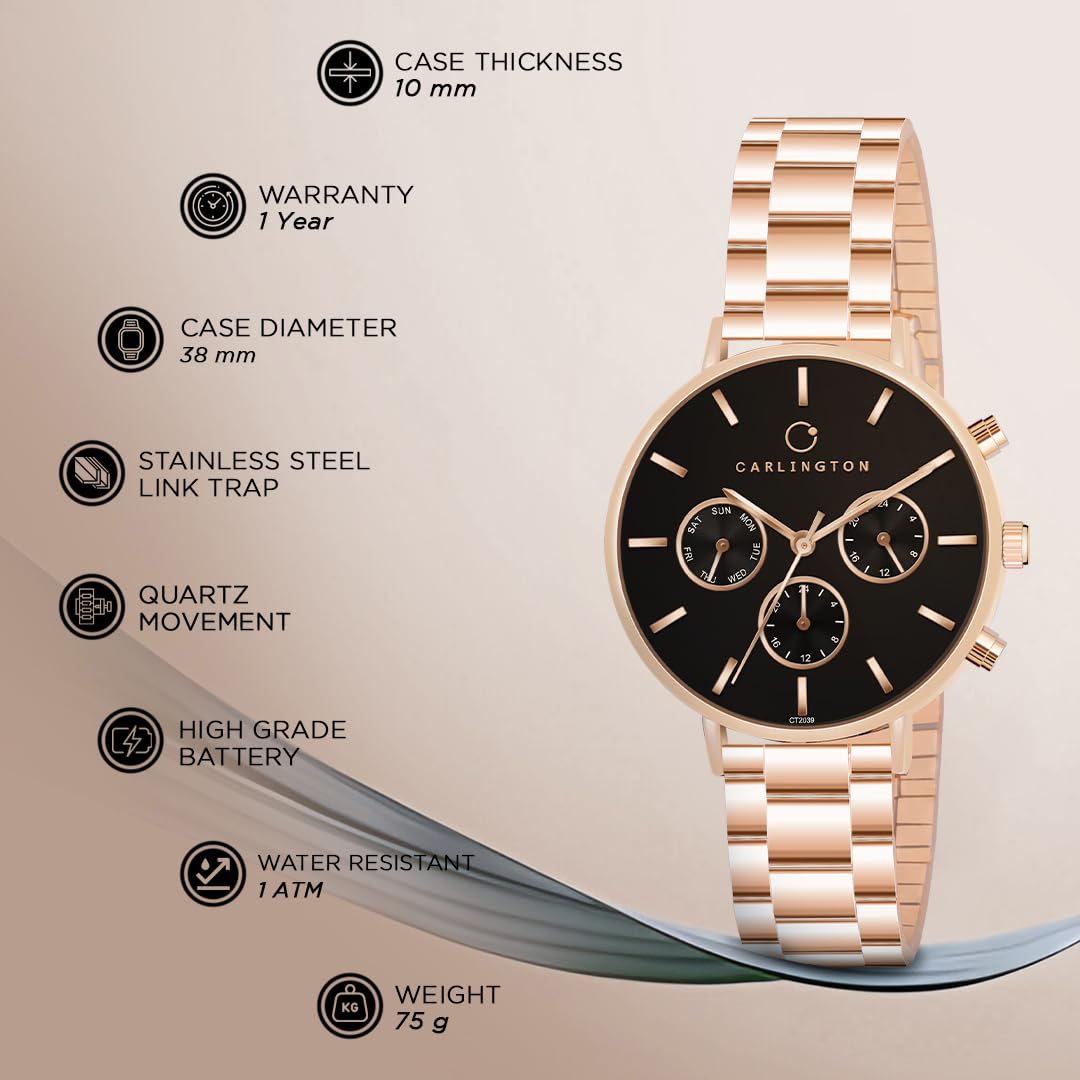 Carlington Iconic Analog Watches for Women with Premium Stainless Steel Strap - CT 2039 1
