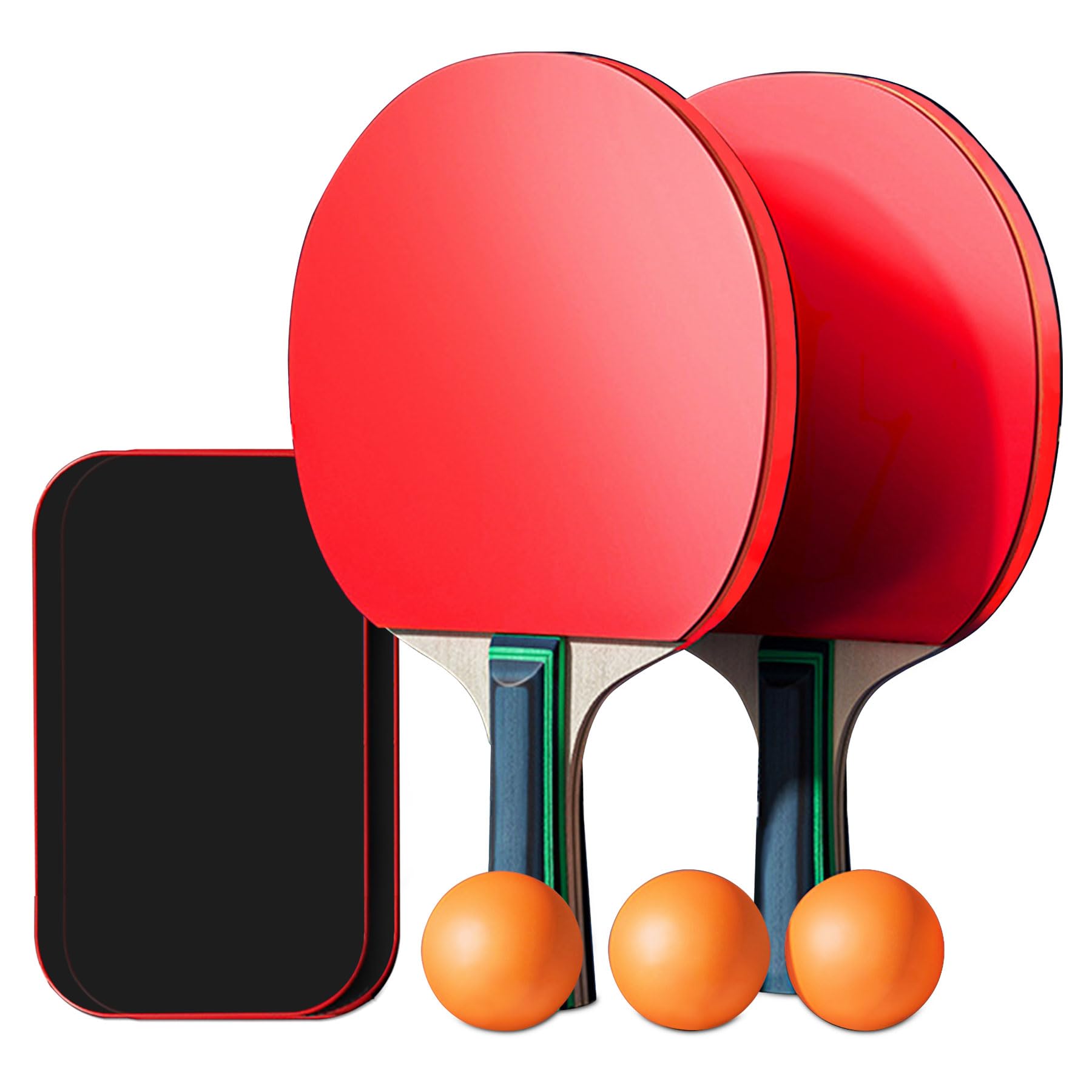 Juego de Raquetas de Tenis de Mesa, Set Portátil de Tenis de Mesa, 2 Bates de + 3 Bolas de + Caja de Almacenamiento, Mesa de Ping Pong Exterior, Interior