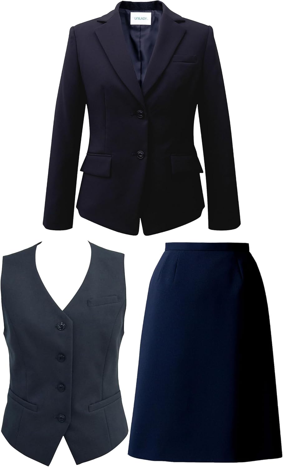 Amazon | Unilady ジャケット ベスト セミタイトスカート 17号 19号