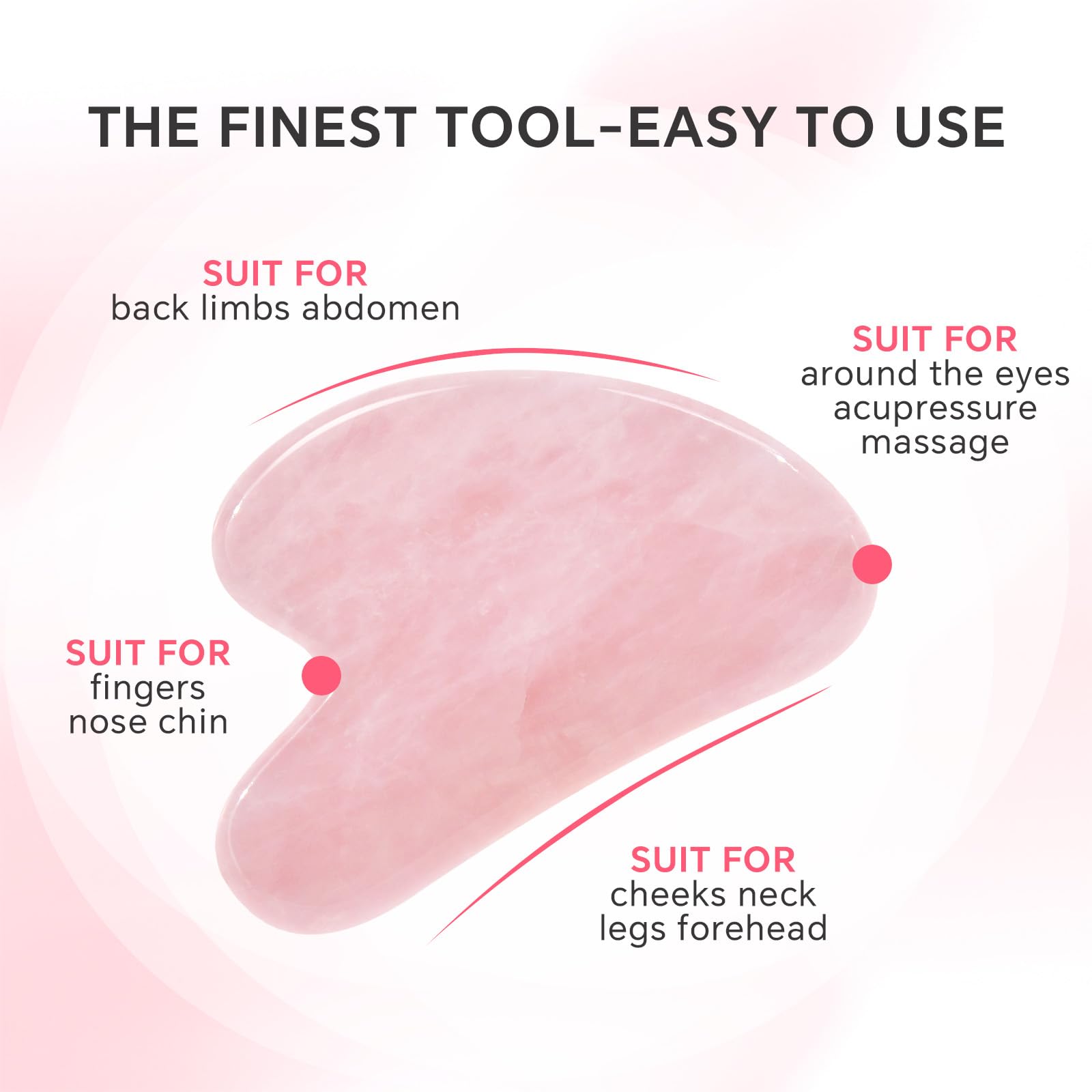 Jade Roller & Gua Sha Set for Face – 4PCS Natural Facial Massage Tools