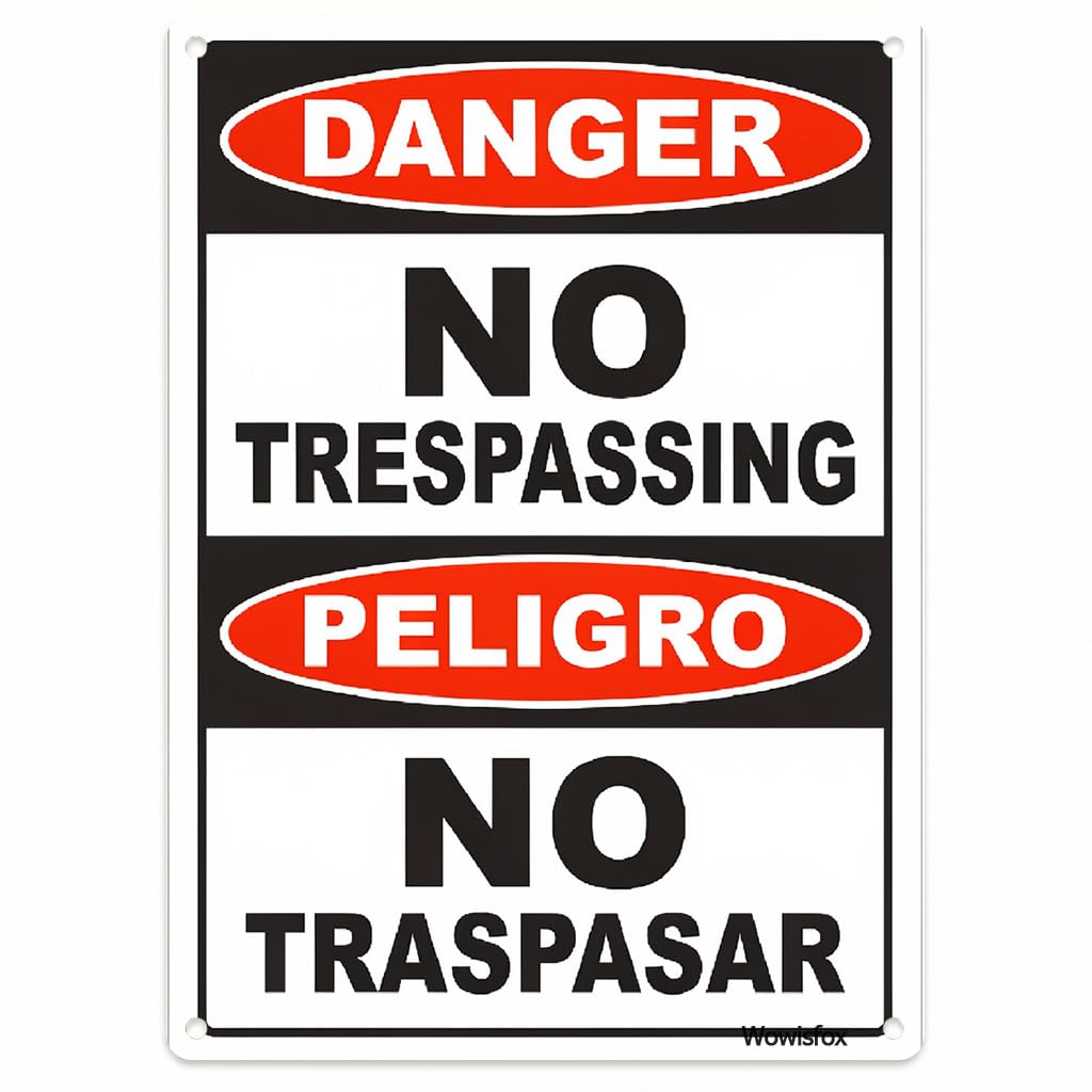 Spanish Bilingual No Trespassing Danger Sign, 8 x 12 Inch Aluminum