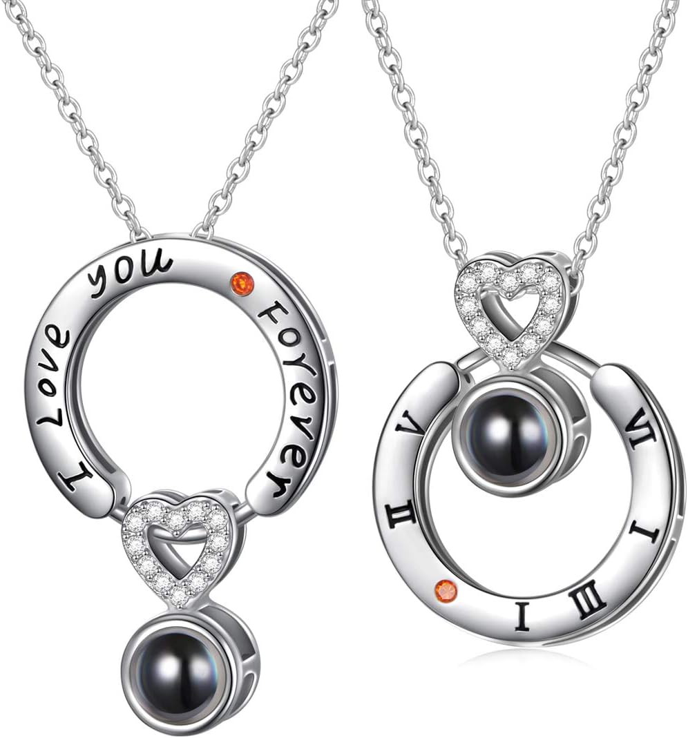 YinShan 925 Sterling Silver Heart Zircon Pendant Chain Engraved I Love You Forever, The Memory of Love Nanotechnology Necklace Jewelry for Women - I Love You, in 100 Different Languages …