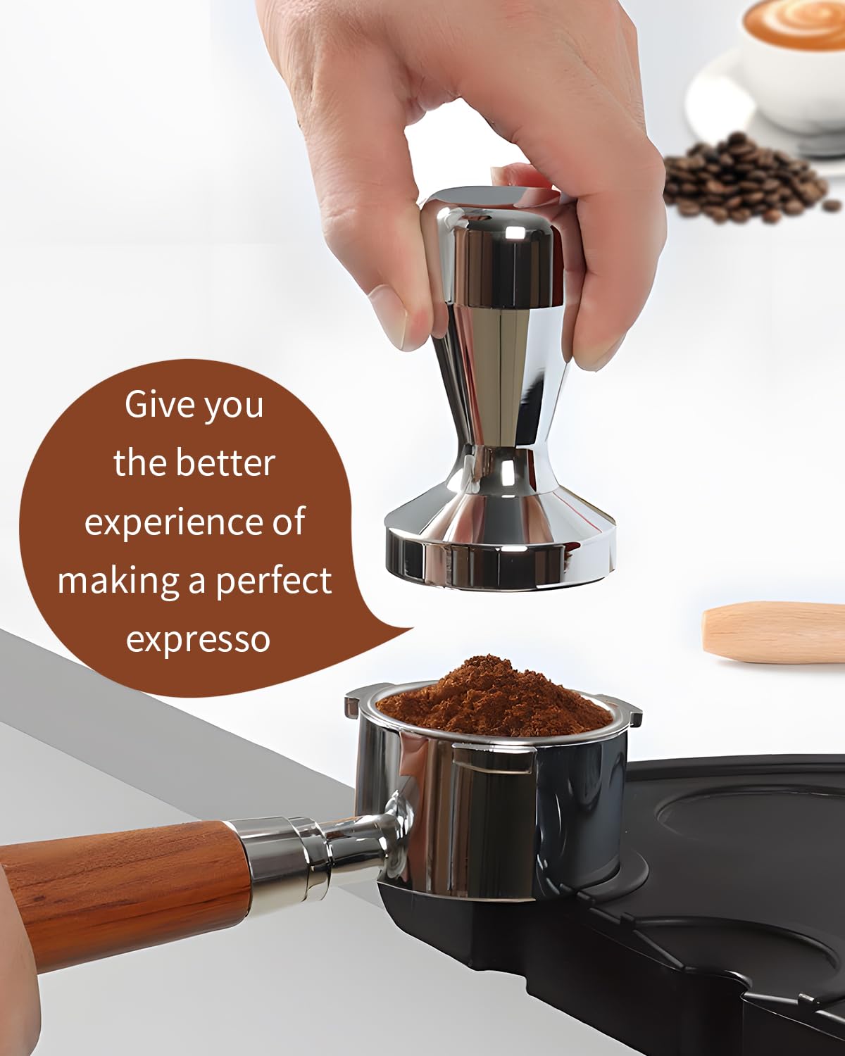 51mm Stainless Steel Espresso Tamper Flat Base Coffee Tamper Tamper Tool Espresso Expresso Hand Press Tamp Espresso Accessories — view 7