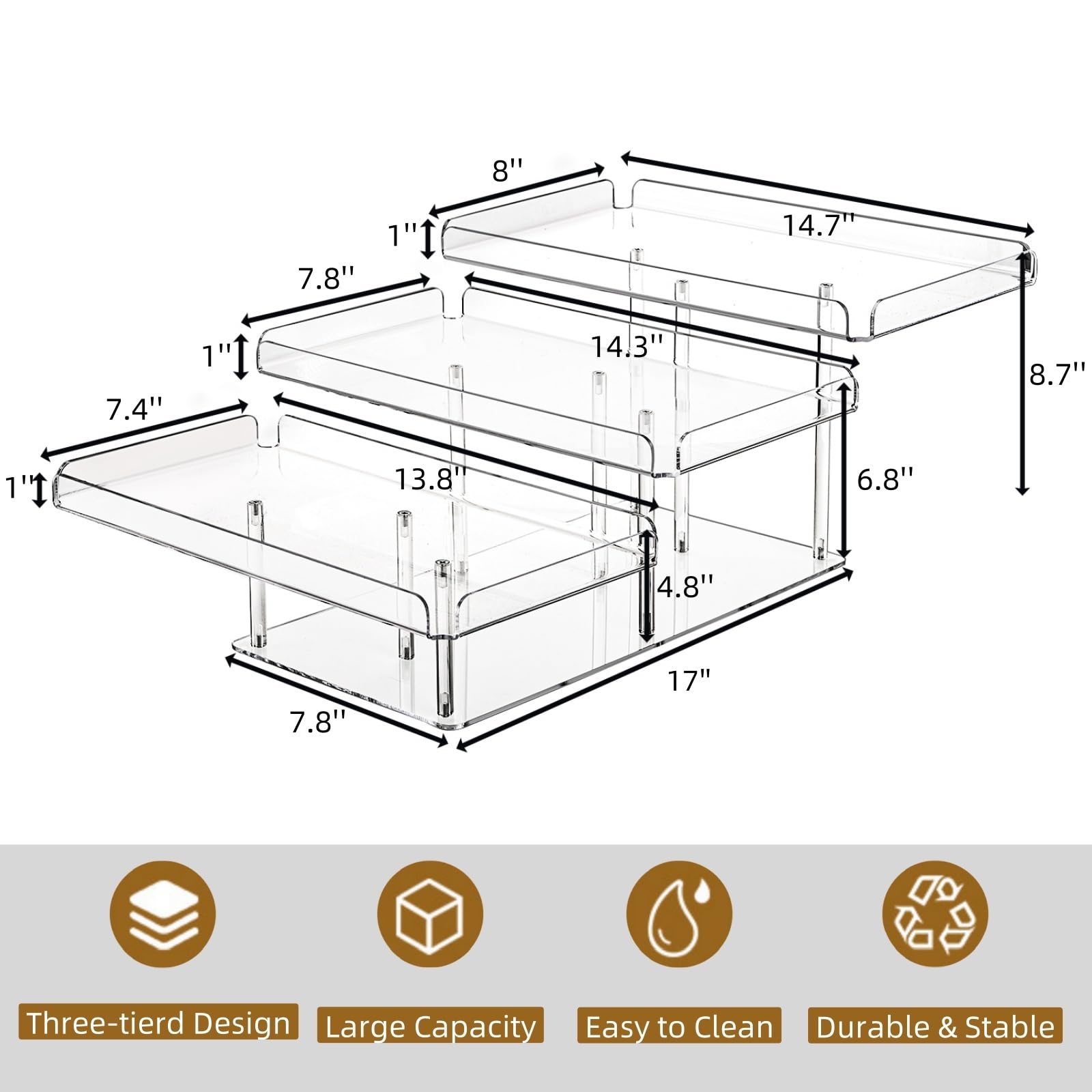 Juego de mesa de postre de acrílico, soporte transparente para cupcakes de 3 niveles, bandeja elevadora de alimentos para bodas, fiestas de cumpleaños, baby shower, bufé