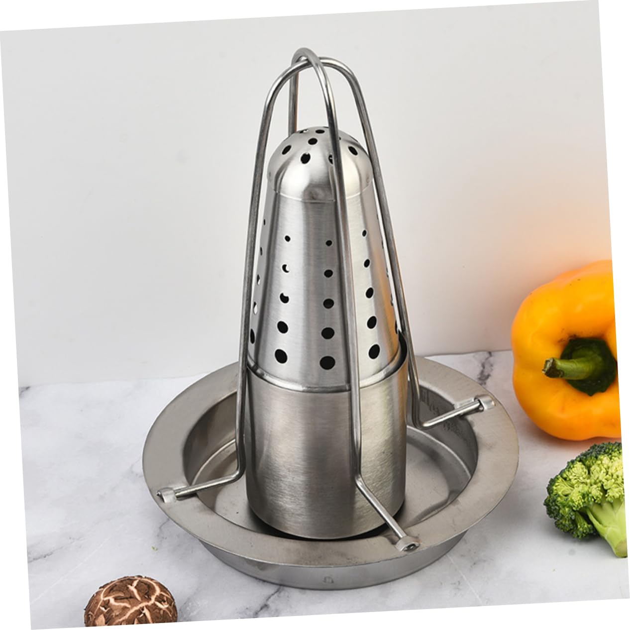 Edelstahl Hähnchenbräter Grillrost für Outdoor Bbq Grillzubehör Silber