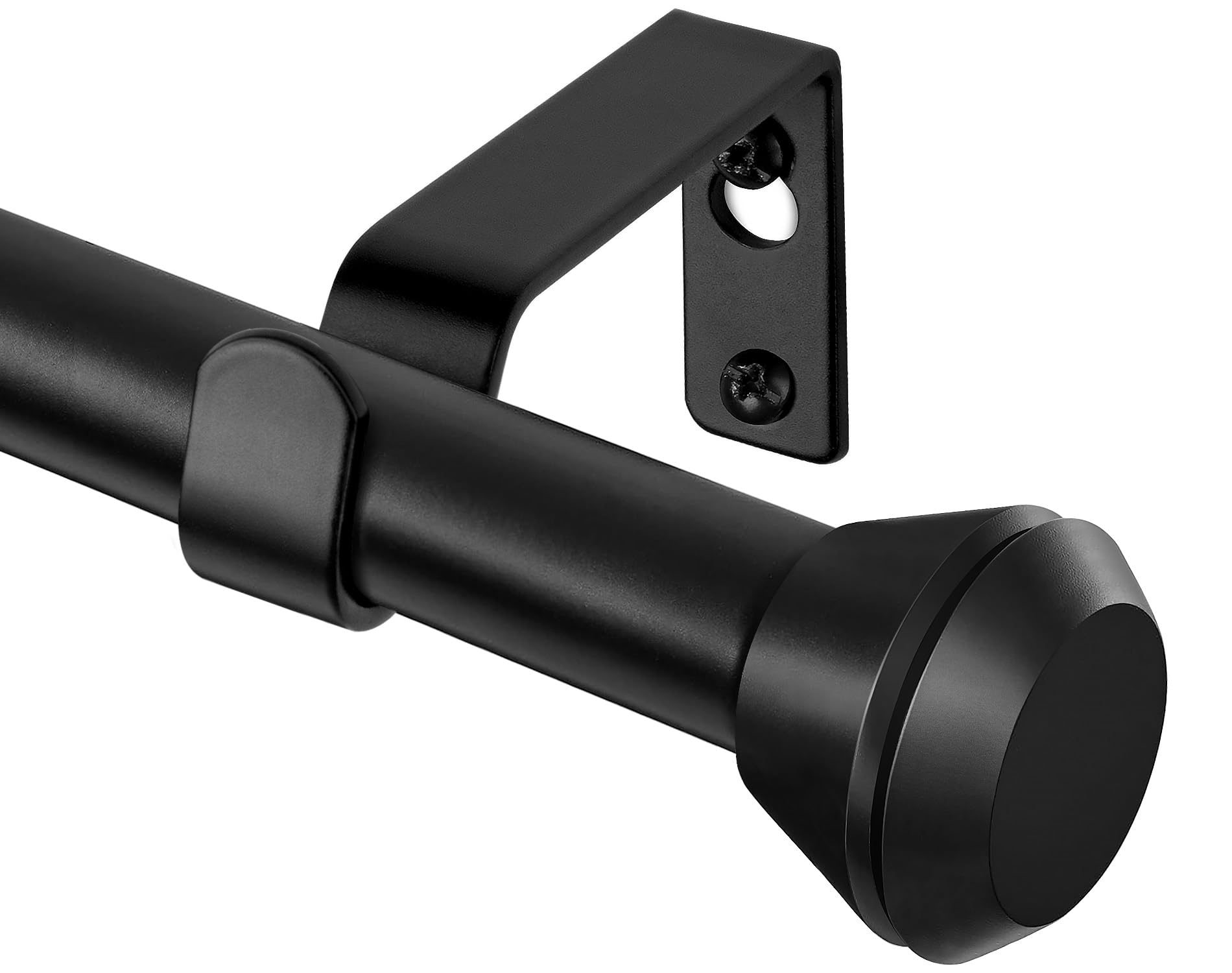 Black Heavy Duty Curtain Rod, HOTOZON Curtain Rods for Windows 48 to 84 Inch, 3/4 Inch Decorative Single Drapery Rod with Diamond Finials