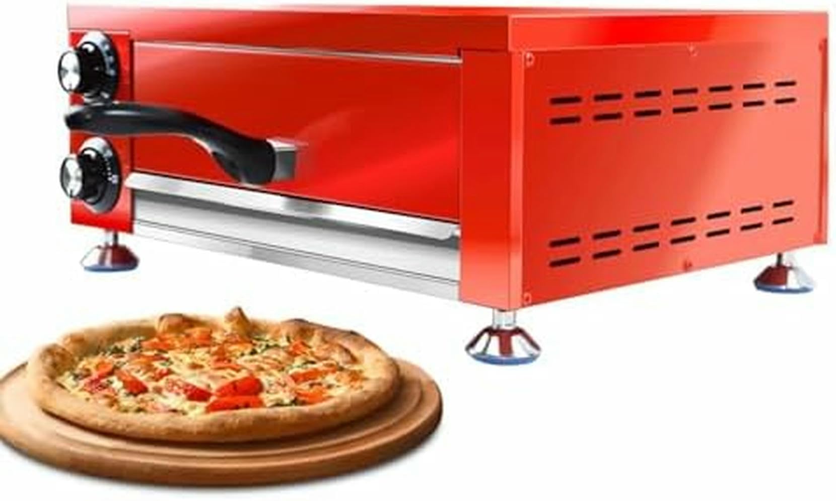 Commercial Electric Pizza Oven - Fast Heating to 300℃, Adjustable Temp &amp; 60-Min Timer for Perfect Homemade Pizzas