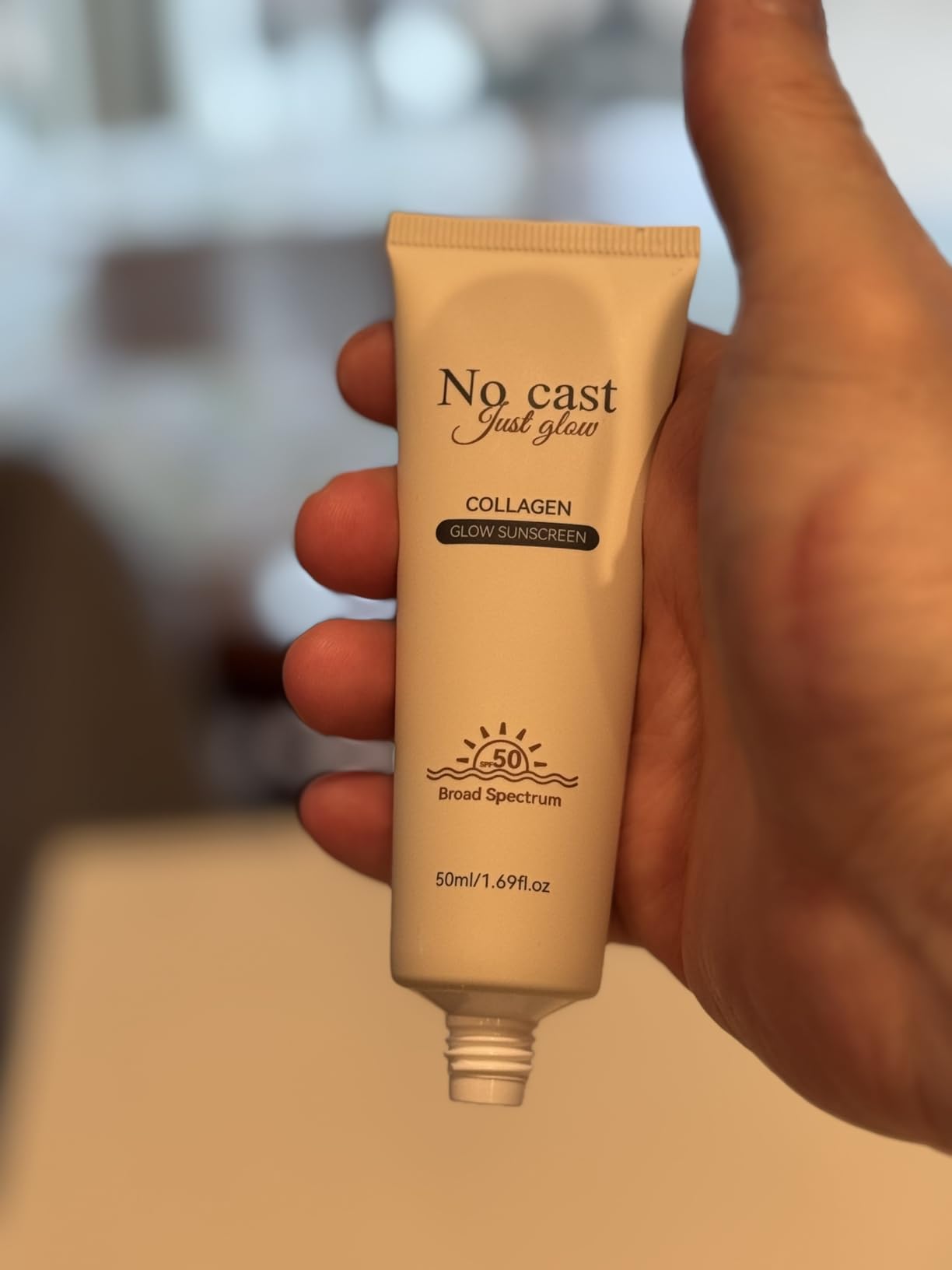 NO CAST JUST GLOW 2026 NEW No Cast Just Glow Collagen Sunscreen | SPF 50 Broad Spectrum Face Sunscreen | Lightweight, Non-Sticky, Hydrating Formula | Peptide, Cica for Soothing & Glow | Korean Skincare