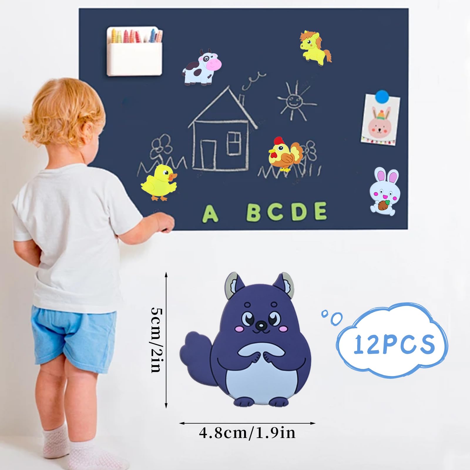 12PCS Fridge Magnets for Kids Animal Refrigerator Magnets, Cute Cartoon Magnetic Animals Set - Image 2