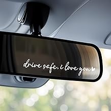 Pack of 4 I Love You Drive Safe Mirror Stickers, Vinyl Rear View Mirror Stickers, Car Sticker for Mirror, Car Decoration, Gift for Drivers, Women, Men (White)
