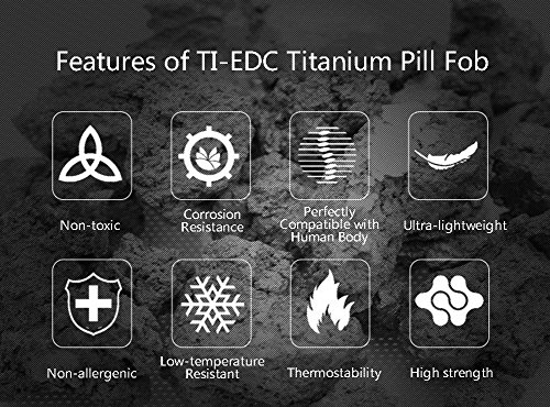 Ti-Edc Titanium Mini Pill Fob, Bullet Design Waterproof Keychain Pill Holder, Charm Pendant Pill Reminder, Ultra-Lightweight 0.28Oz, Inner Depth - 0.84” #TOP4