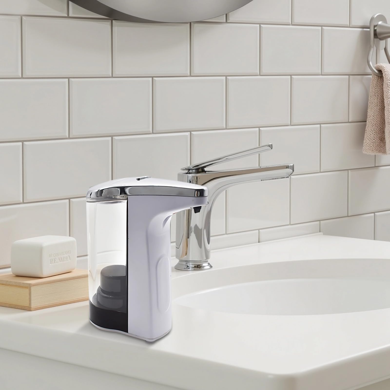 Dispenser automatico di sapone liquido, senza contatto, capacità 250 ml, regolazione a 5 livelli, alimentazione a batteria, materiale ABS PC per cucina e bagno