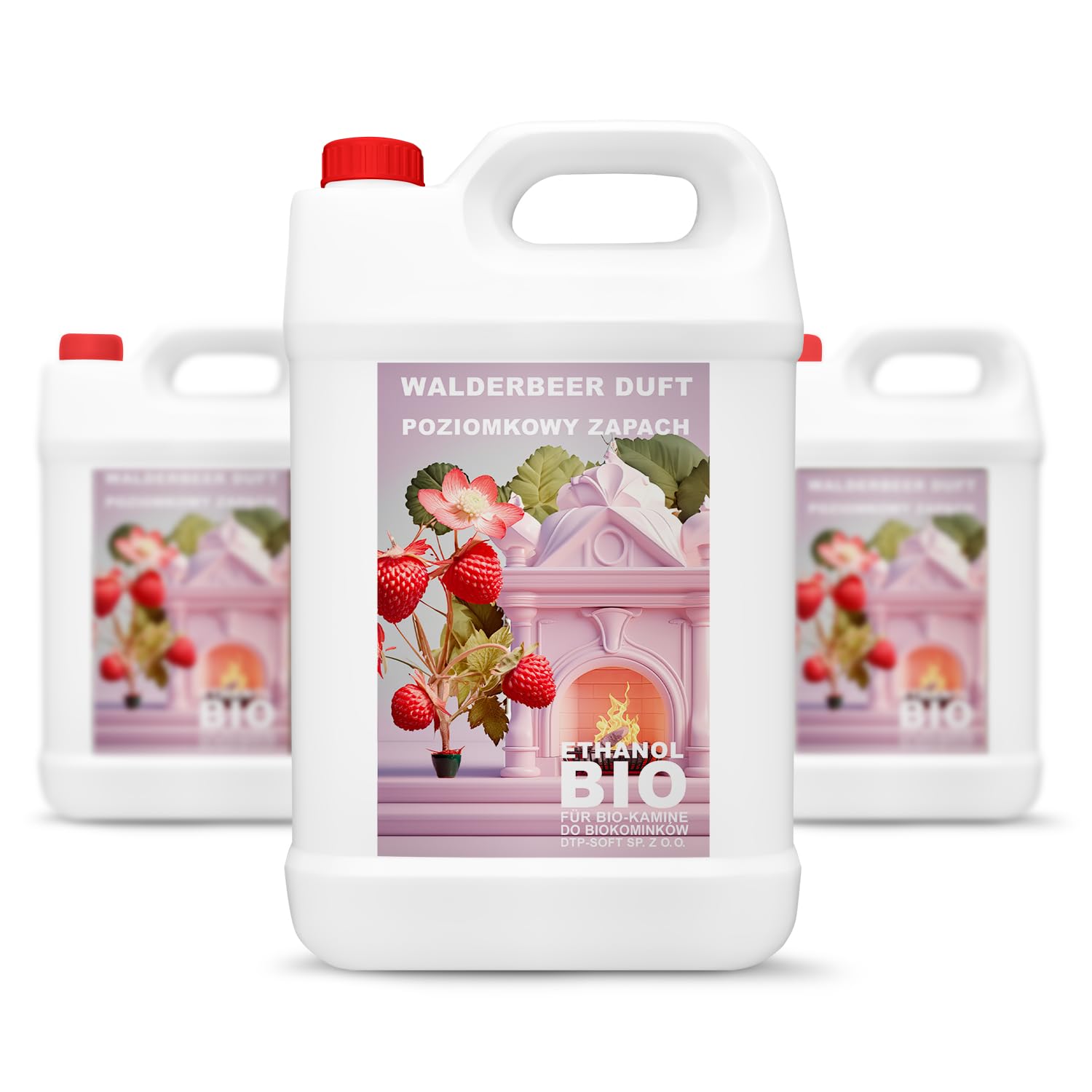 3x5 Liter Bioethanol Premium 100% fürAlkohol für Kamin (WALDERDBEEREDUFT, 15L)