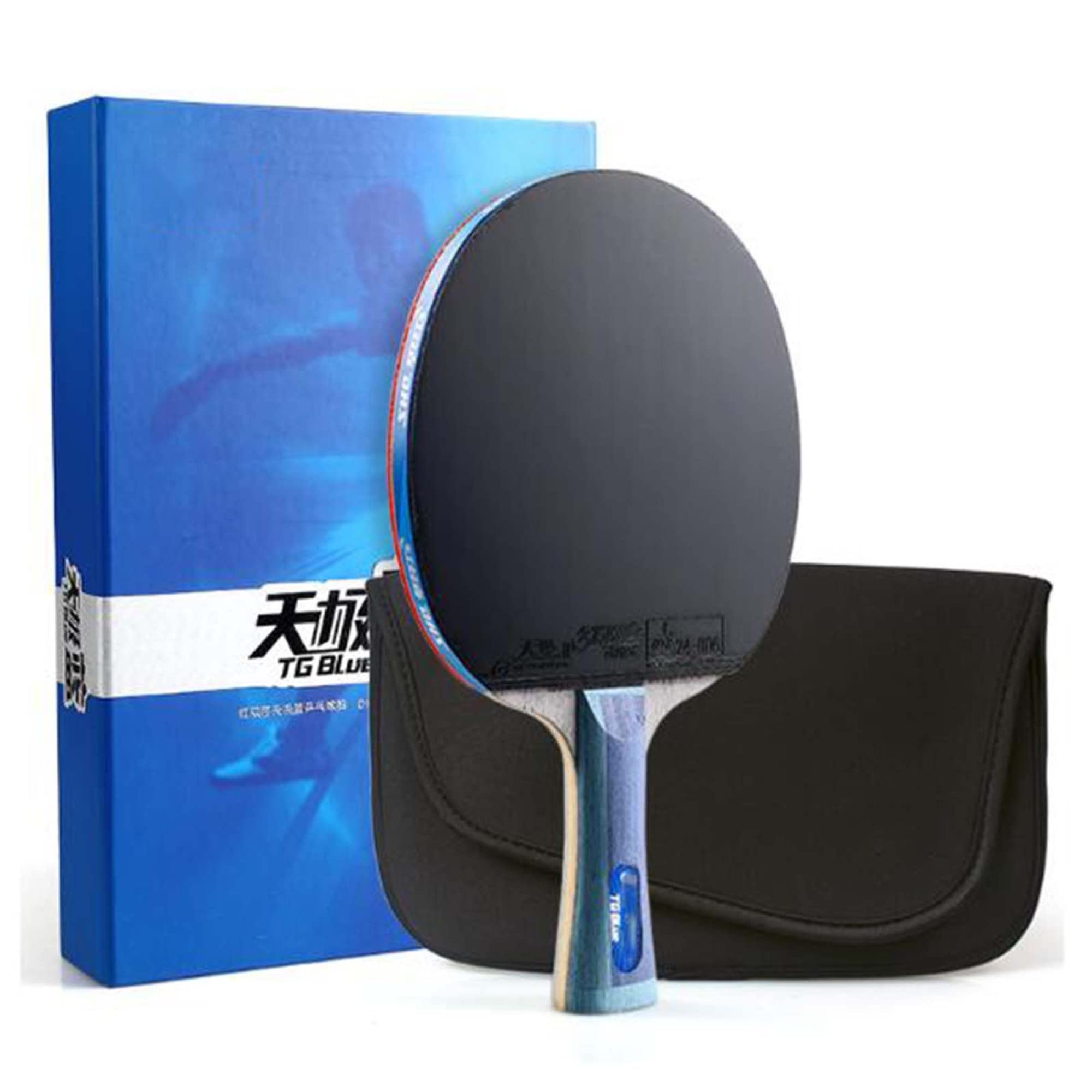 Professioneller Tischtennisschläger, hochelastischer Blauer Schwamm, fortschrittlicher Tischtennisschläger mit ITTF-zugelassenem Gummi, offener Griff/8 Sterne/Langer Griff