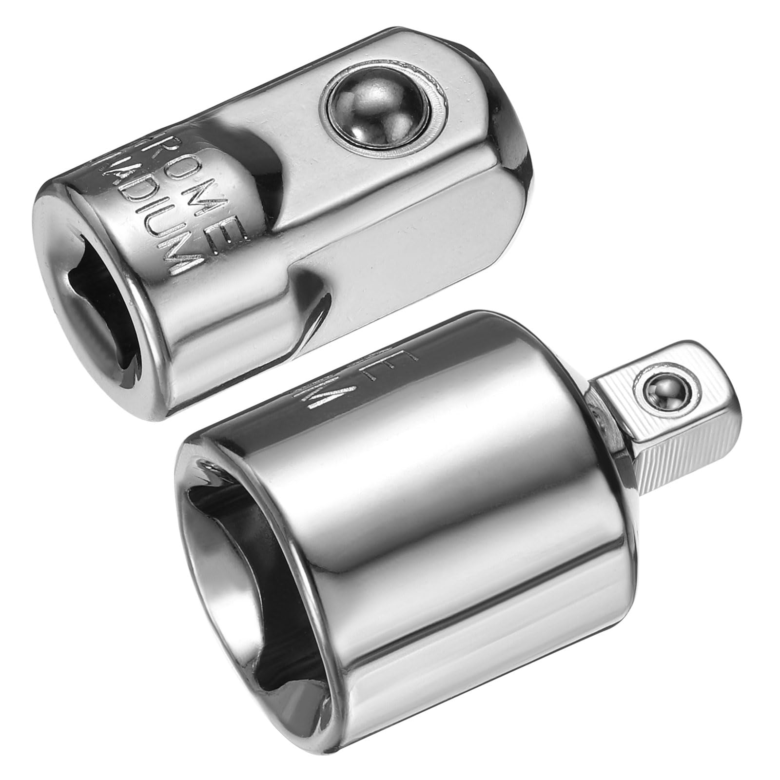 sourcing map 2pcs Impact Socket Adapter Set 1/4" to 1/2" 1/2" to 1/4" Square Drive Reducer Standard SAE Converter Impact Driver Ratchet Wrench Breaker Bar Conversion, Silver
