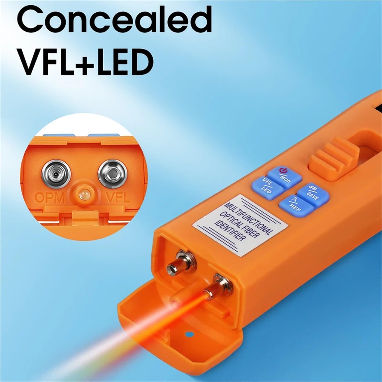 Localisateur Visuel de Défauts, Identificateur de fibre optique rechargeable AUA-C607/C605 avec OFI/OPM/lumière LED/VFL intégré 800-1700 nm SM(AUA-C607)