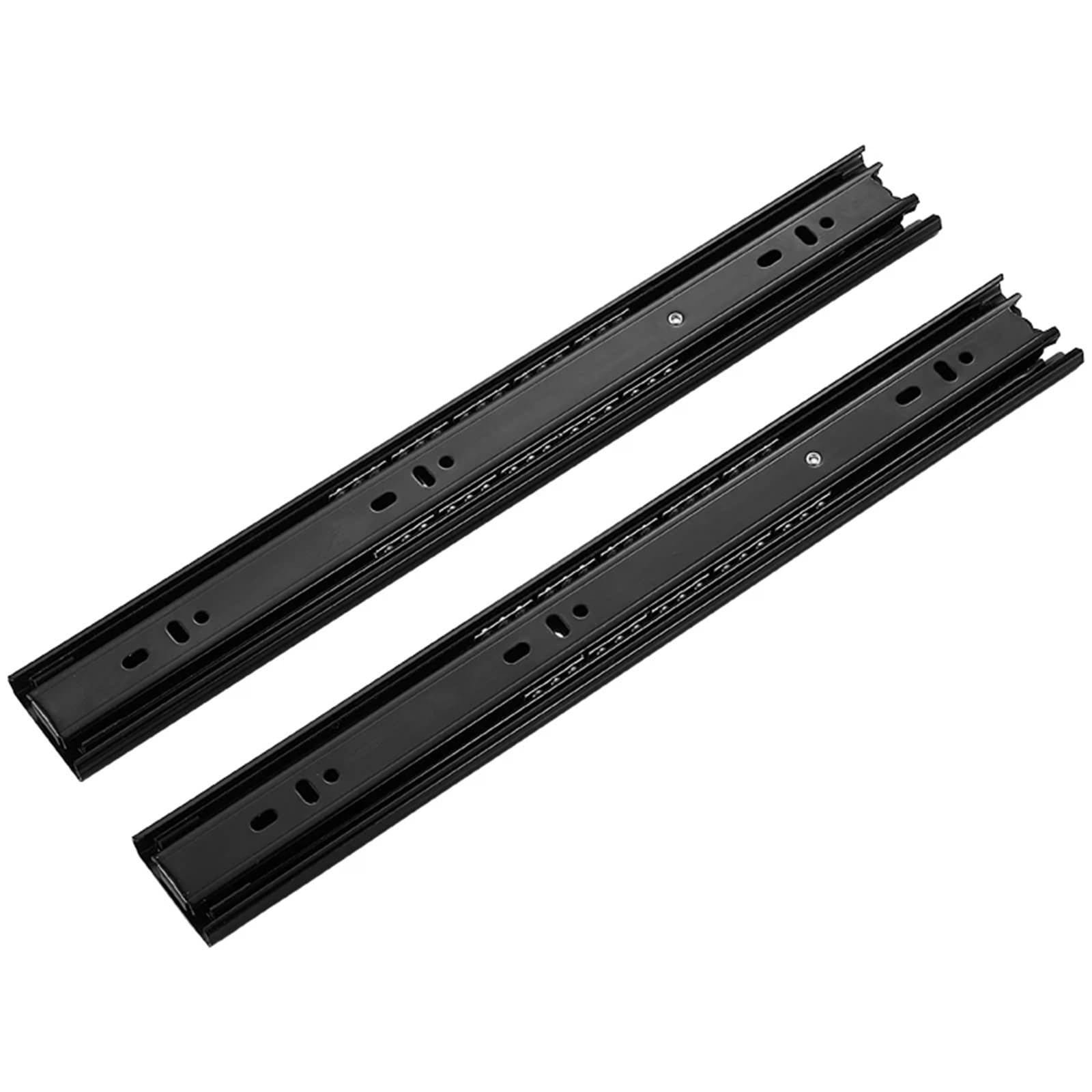 Drawer Slides 2Pairs Drawer Guides Black Cold-Rolled Steel 3-Way Drawers Slides Three-Section Sliding Furniture Hardware Parts(22 Inch)
