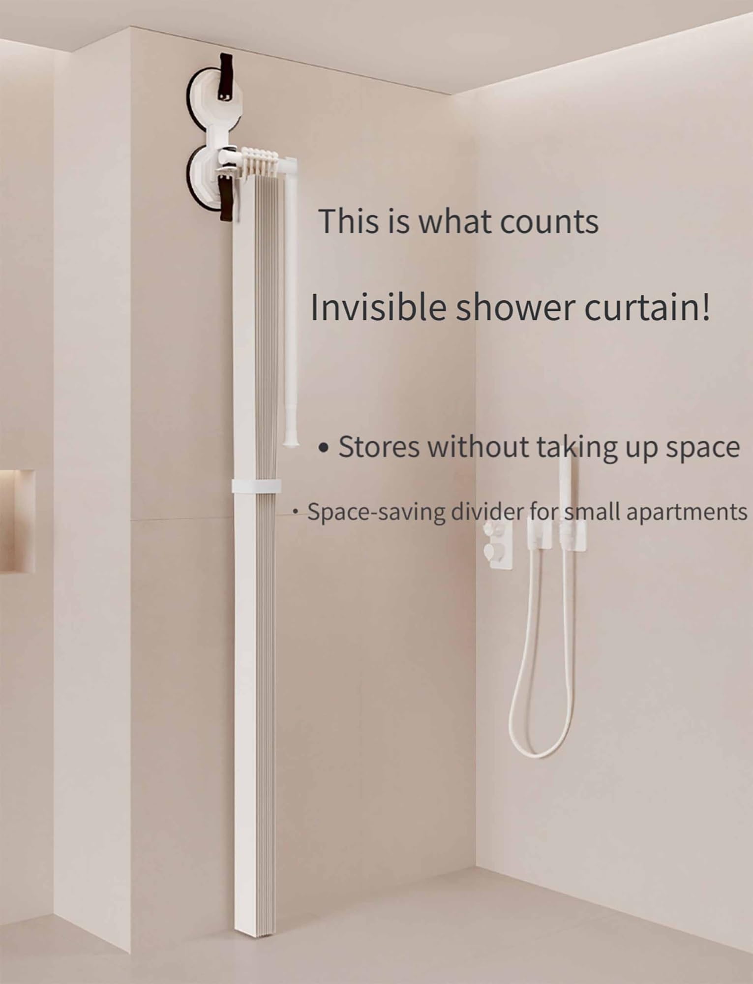 Barra de ducha sin taladro, diseño impermeable que ahorra espacio para baños pequeños, para separar en seco/húmedo y fácil de instalar