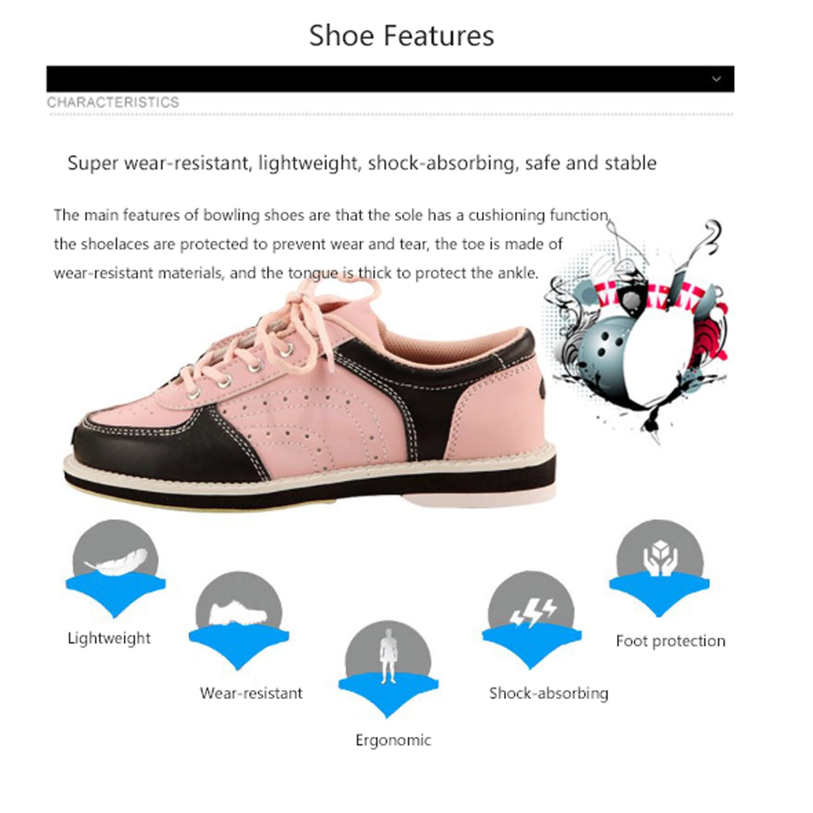 Scarpe da Bowling Donna Uomo,Scarpe da Bocce in Pelle,Scarpe da Bowling Professionali,Scarpe Sportive Moderne,Leggero E Traspirante,Resistente all'Usura Scarpa Atletica,per Uomini,Donne e Adulti.