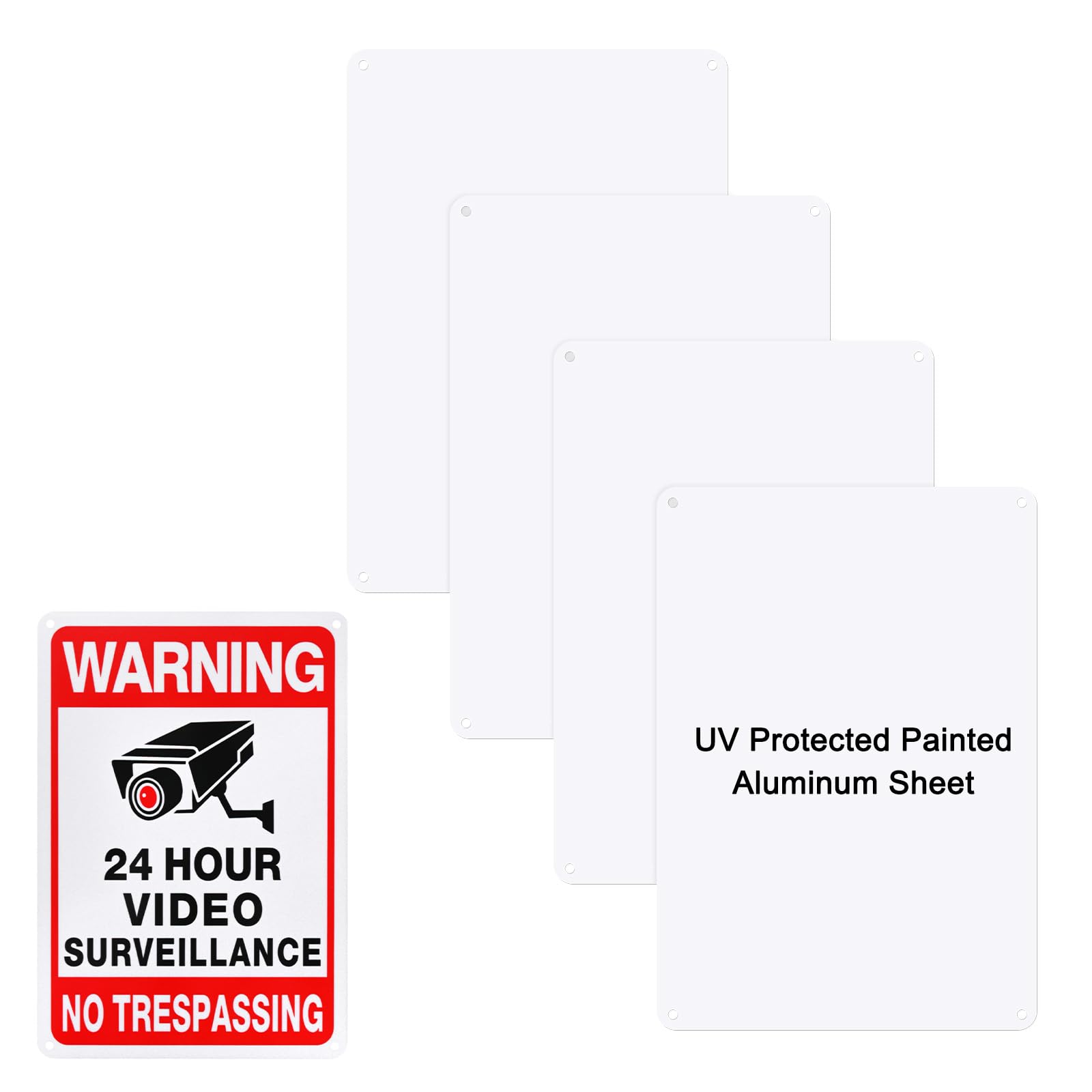 M METERXITY 4-Pack White Blank Metal Signs 7x10 Inch Painted Aluminum Sheet Reflective UV Protected Blank Custom Sign for Crafts/Yard/Garden/Outdoors/Indoor Thick 0.02 Inch