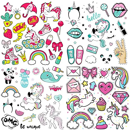 Kids Iron On Patches Unicorn Heat Transfer Stickers 3 Sheets Cute Applique Patches For Unicorn Party Favors Supplies Girls Baby Diy Unicorn Costume Accessories Washable Iron On Stickers #TOP17