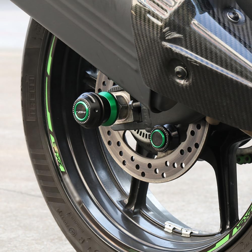 Motorcycle Rear Wheel Axle Fork Slider Crash Protector Compatible With K.awasaki Ninja ZX6R 2024 2025 2026 | ZX-6R ZX636 ZX 6R 636 Accessories (Black)
