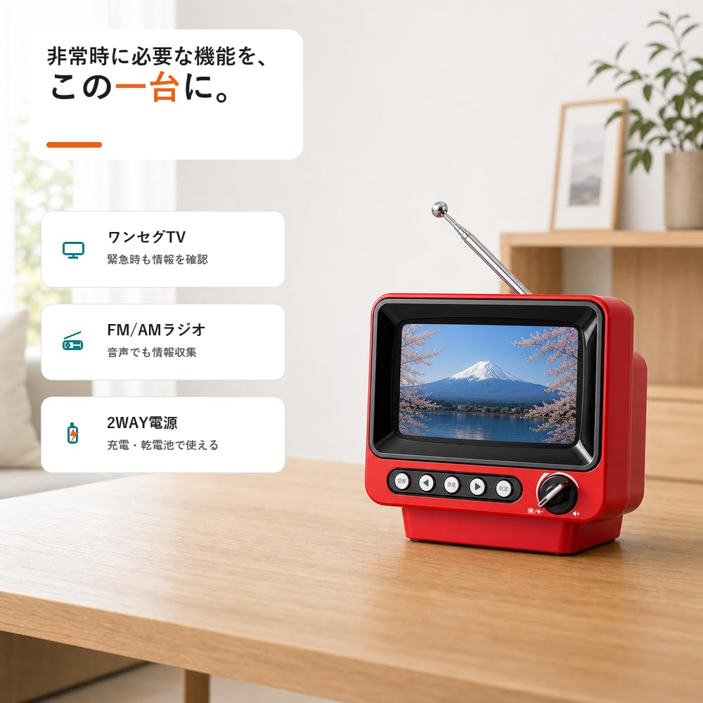 Amazon | ポータブルテレビ 4.3インチ ワンセグテレビ 小型テレビ FM
