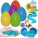 6 Pcs Prefilled Jumbo Easter Dinosaur Eggs Filled with Crystal Putty Slime & Figures for All Ages Kids Easter Theme Party Favor, Easter Hunt Game, Easter Basket Stuffers, Great Family Games.