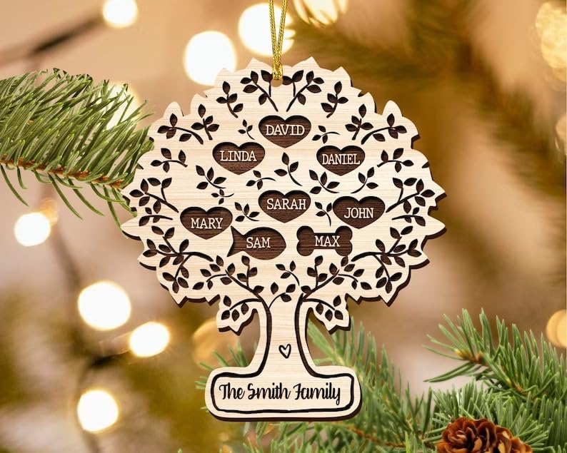 Miniatura 1 de Personalized Family Christmas Ornament 2024, Christmas Shaker Ornament, Wooden Christmas Tree Decor, 4D Shaker Ornament, Christmas Ornament (24)