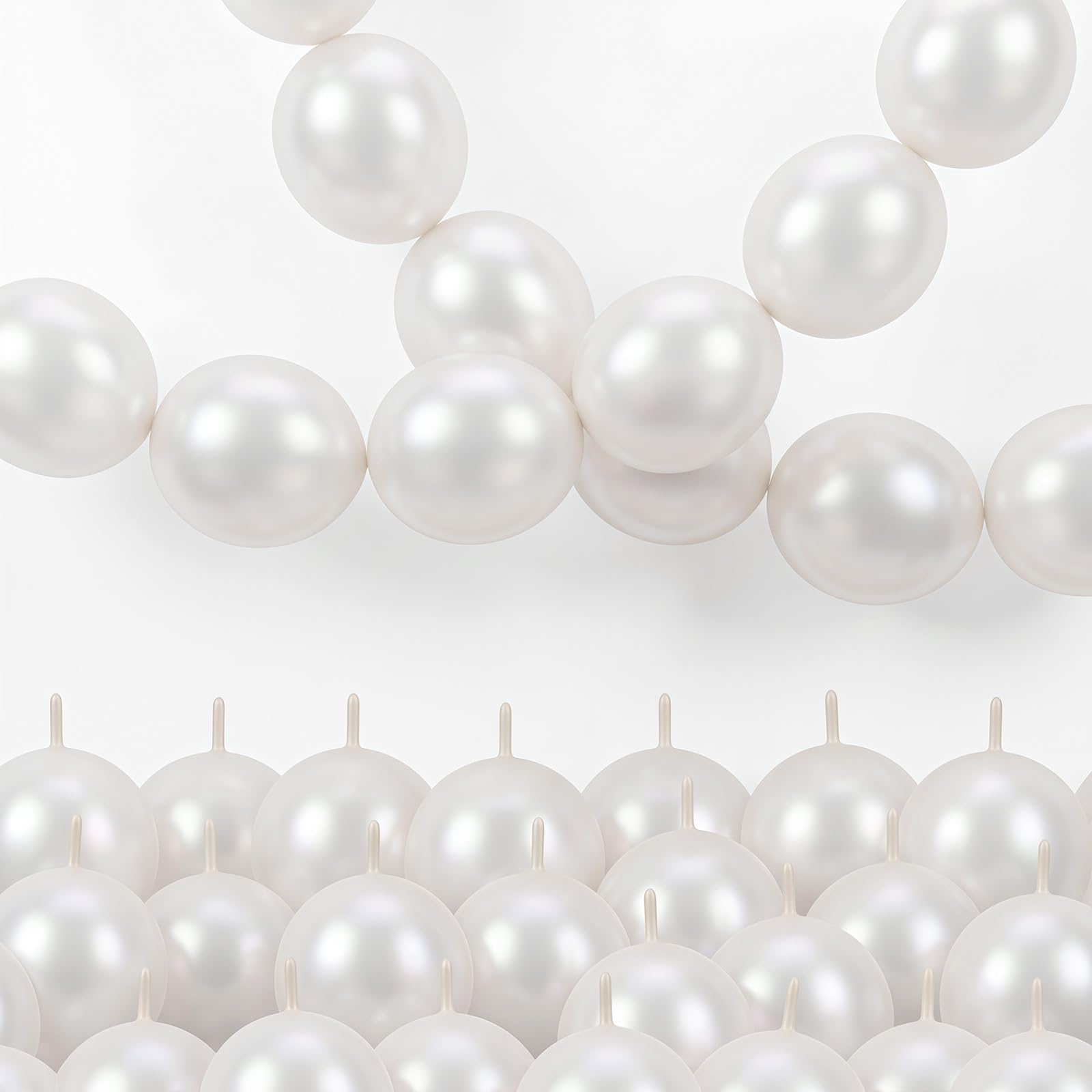 Pearl White Linking Balloons, 60PCS 10 Inch Pearl Color Quick Link Balloons for Making Balloon Wall Heart Arch, Tails Balloon for Wedding Birthday Baby Shower Engagement Graduation Party Decorations โ image 1