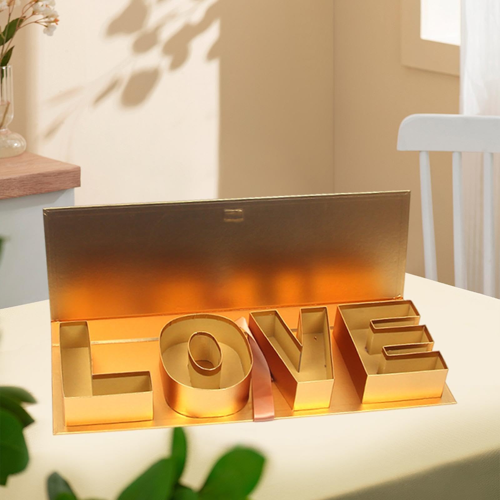 YWMJZEU Caja de Regalo de Cartón Vacía para Flores, Recipiente Versátil, Ideal para El Día de La Madre, Cumpleaños, Boda O Cualquier Otra Ocasión, Oro, tal como se describe