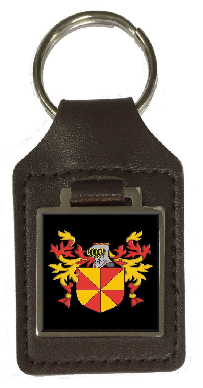 Tocher - Llavero de piel con escudo de la familia, diseño de escudo de armas, color marrón