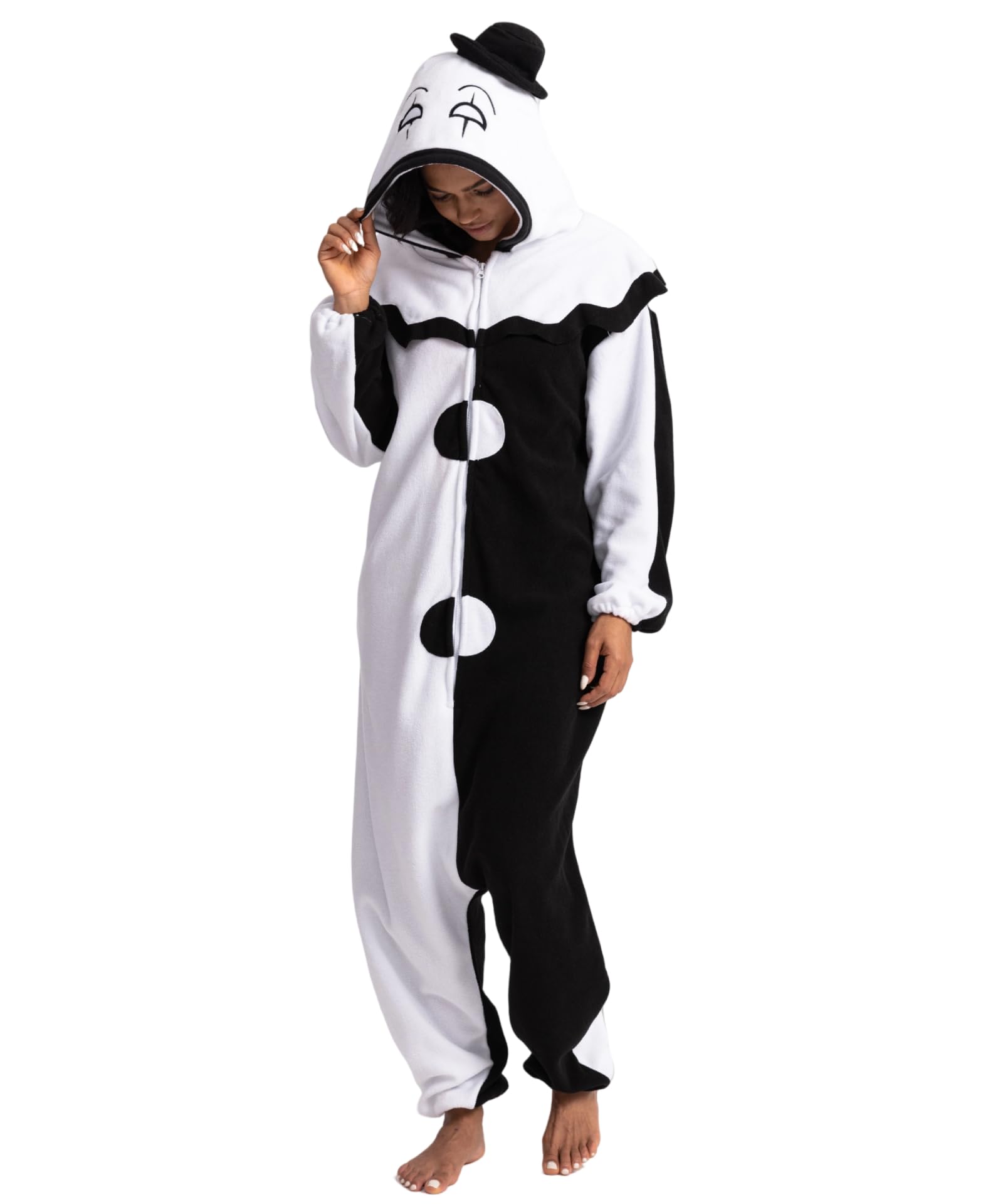 Solvienne Adult Onesie Halloween Costume, Pajamas for Men and Women | Zip up plush fabric one piece animal loungewear with pockets, ideal for cosplay and relaxing.