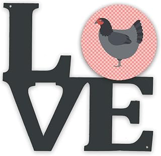 Caroline's Treasures BB7835WALV Jersey Giant Chicken Pink Check Metal Wall Artwork Love Indoor Outdoor Art Decor Patio, Bathroom, Kitchen Colorful Aluminum and Black Steel Sculpture