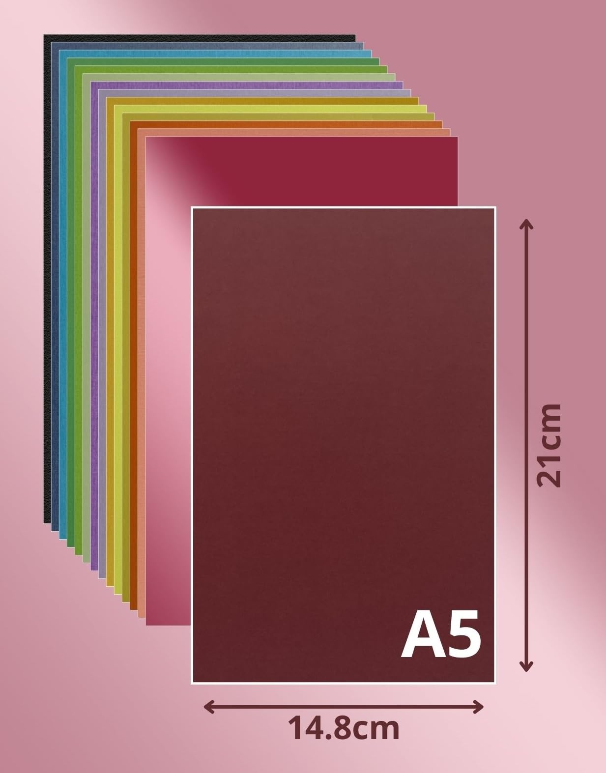 Papier de couleur A5, 56 unités – couleurs variées de 250 grammes Papier cartonné texturé (28 couleurs, A5 / 56 unités)